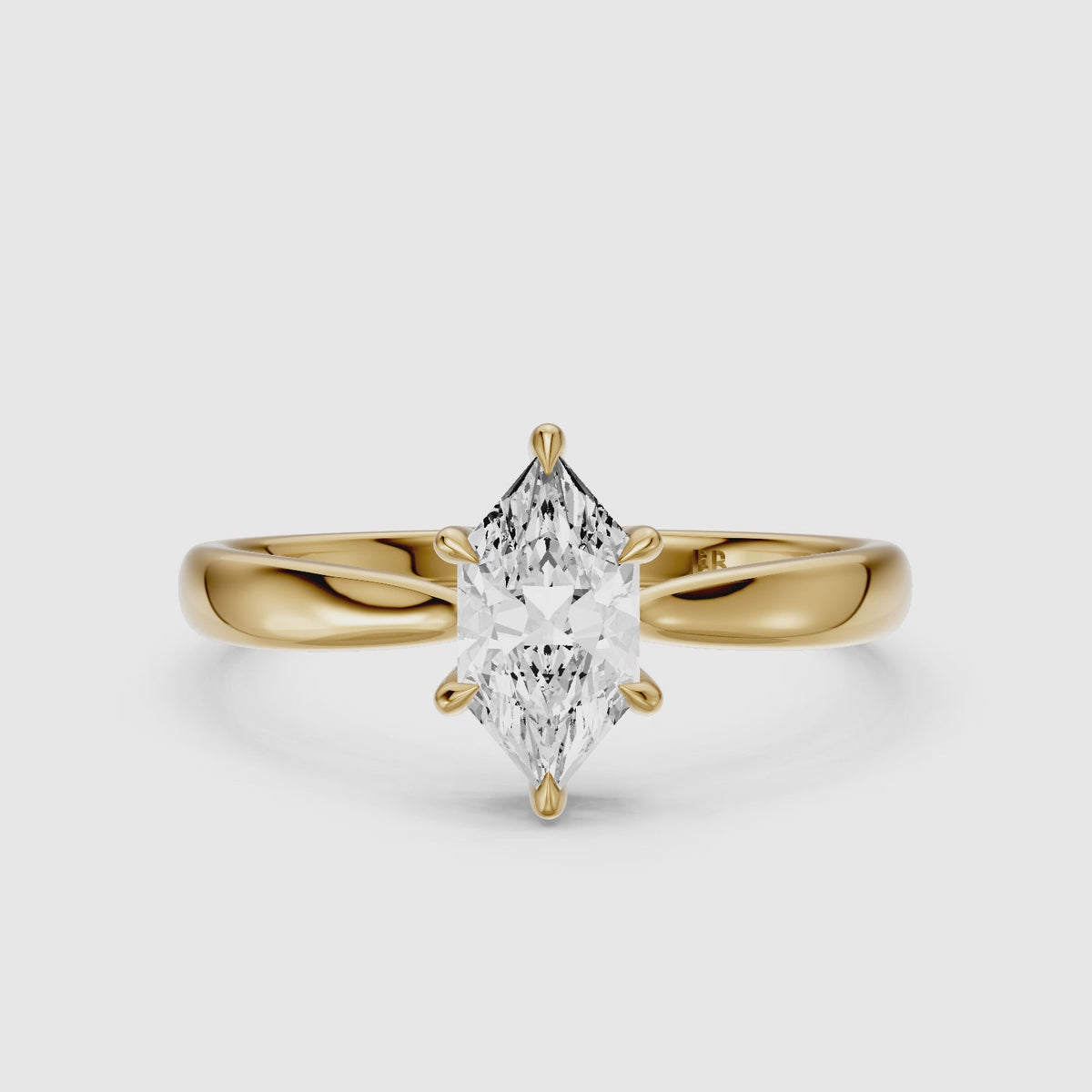 Load video: Aline Dutch Marquise Lab Grown Diamond Tapered Cathedral Solitaire Ring