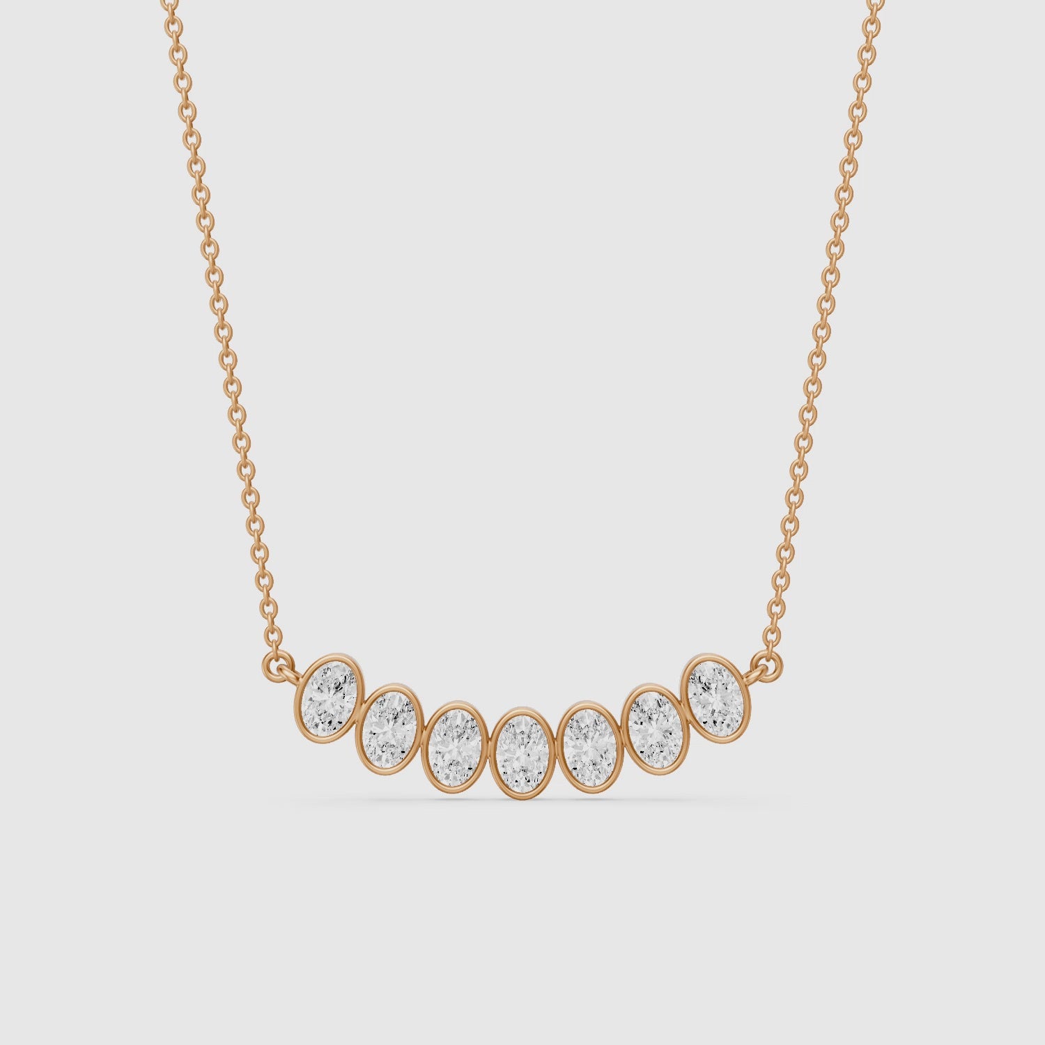 Load video: Larissa Oval Lab Grown Diamond Bezel Bar Necklace