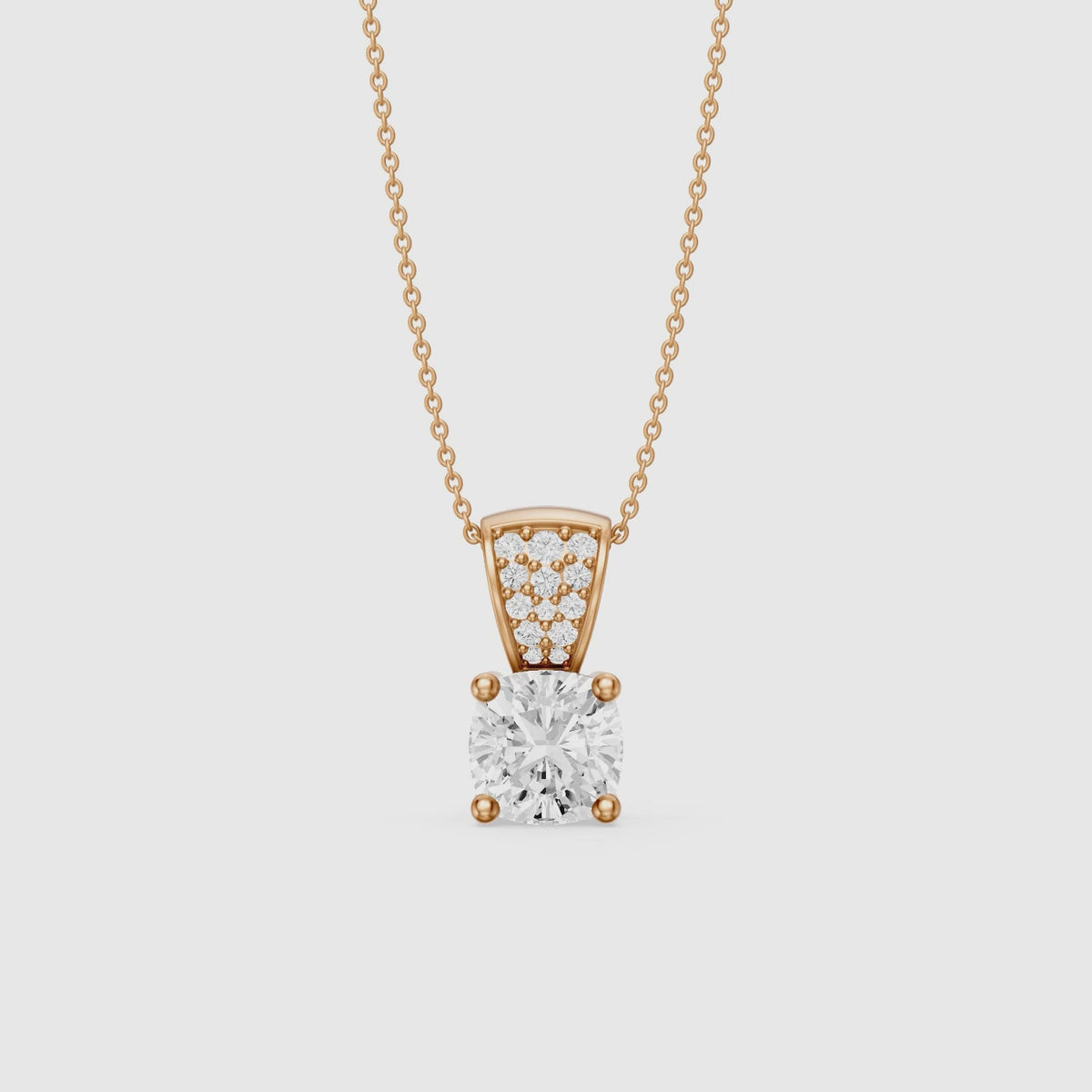 Load video: Leona Cushion Cut Lab Grown Diamond Pave Bail Pendant