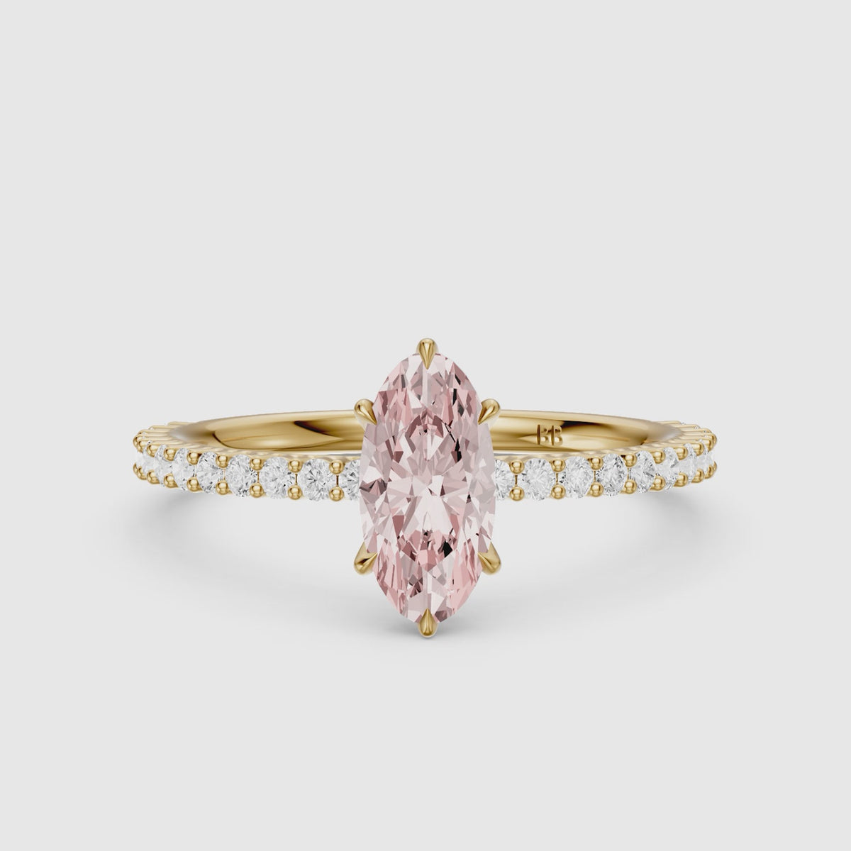 Load video: Lowenna Moval Pink Lab Grown Diamond Scalloped Pavé Band Ring