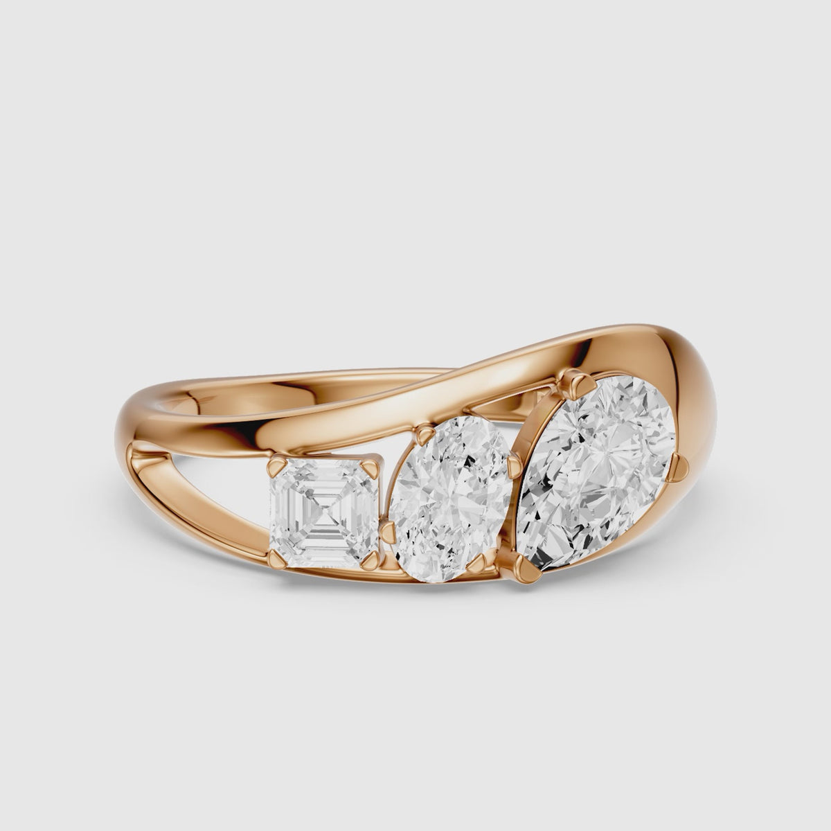 Load video: Leni Pear Three Stone Bypass Moissanite Diamond Engagement Ring
