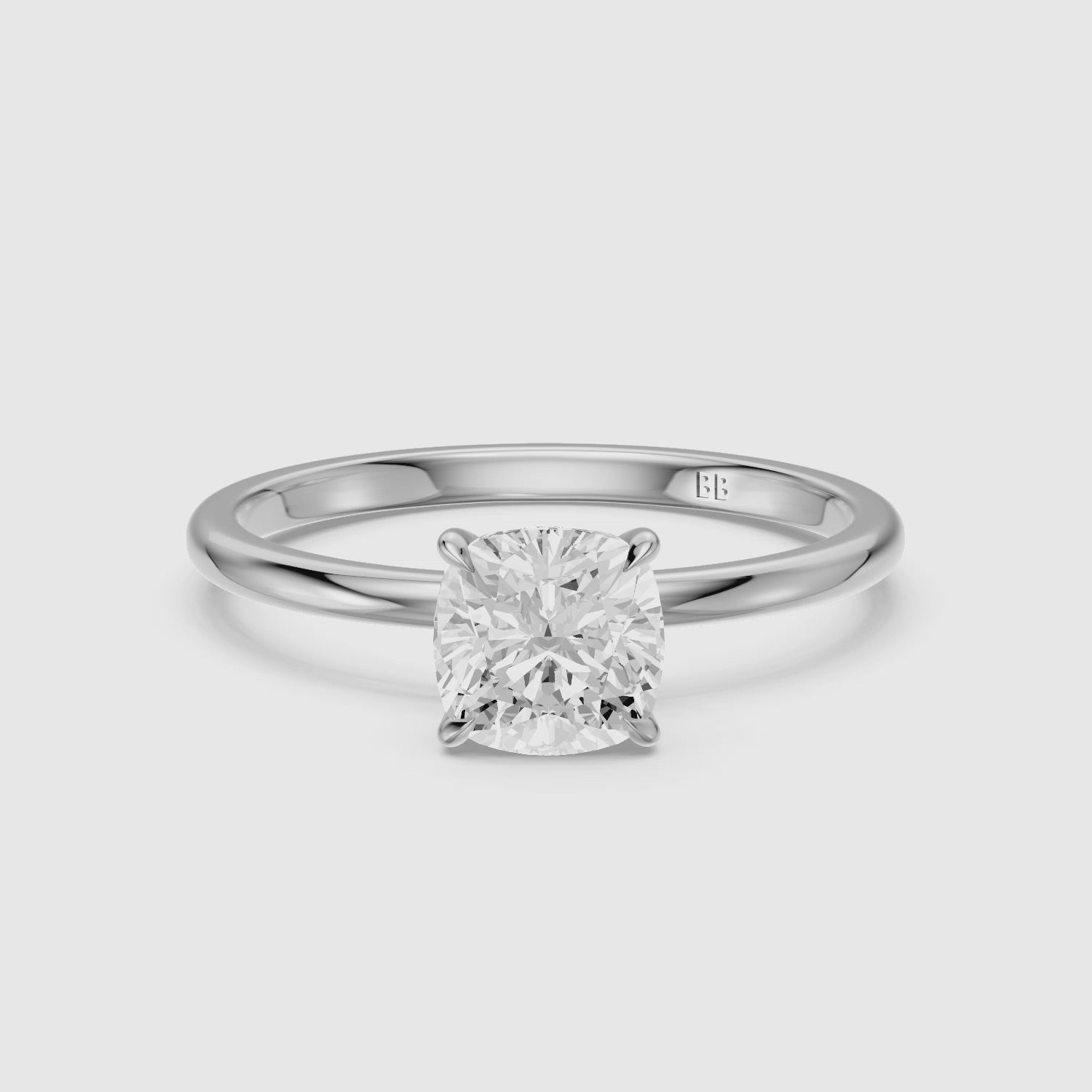 Load video: Lanaya 4 Prong Cushion Cut Hidden Halo Lab Grown Diamond Ring