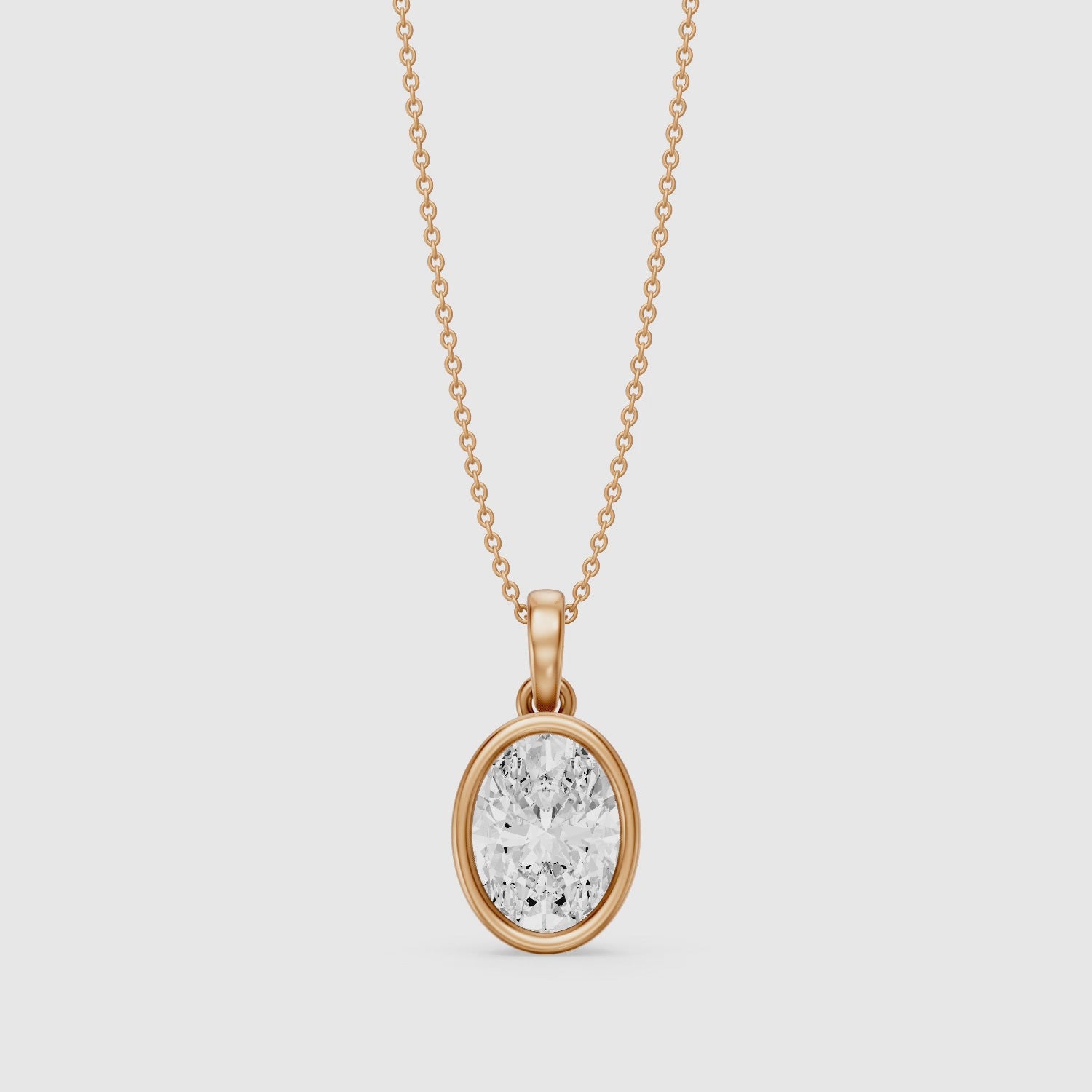 Load video: Agnese Oval Solitaire Lab Grown Diamond Pendant