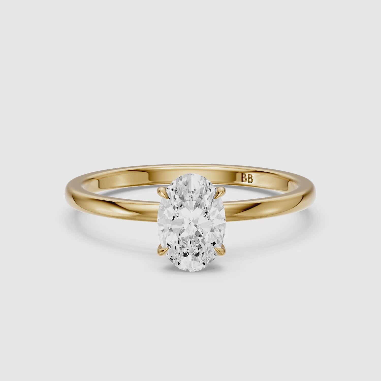 Load video: Hailey 4 Prong Oval Cut Solitaire Lab Grown Diamond Ring