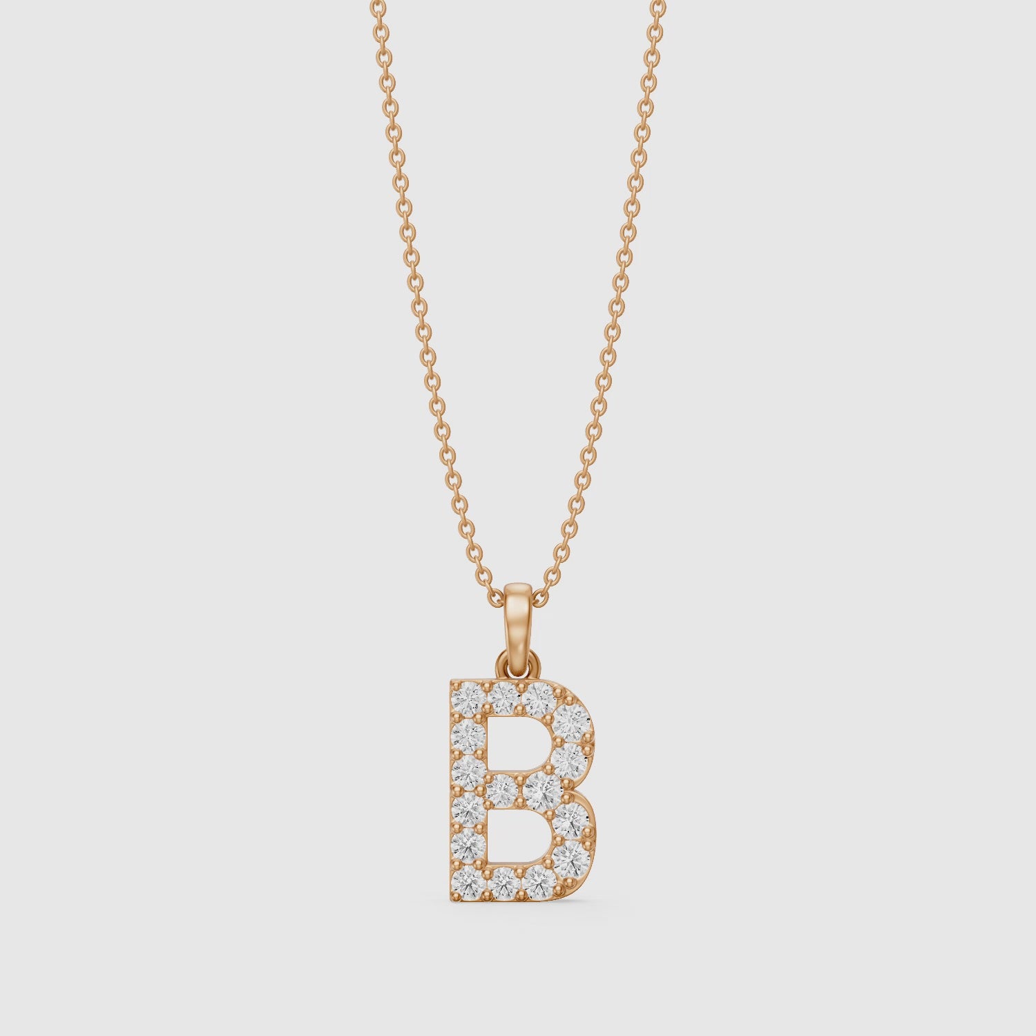 Load video: Brooklyn Lab Grown Diamond B Initial Pendant Necklace