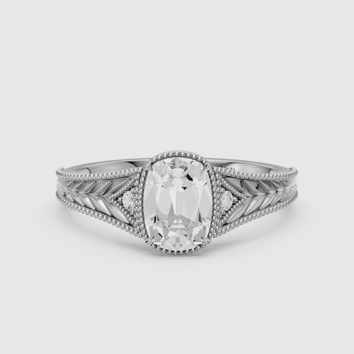 Load video: Taylor Old Mine Elongated Cushion Lab Grown Diamond Vintage Engagement Ring