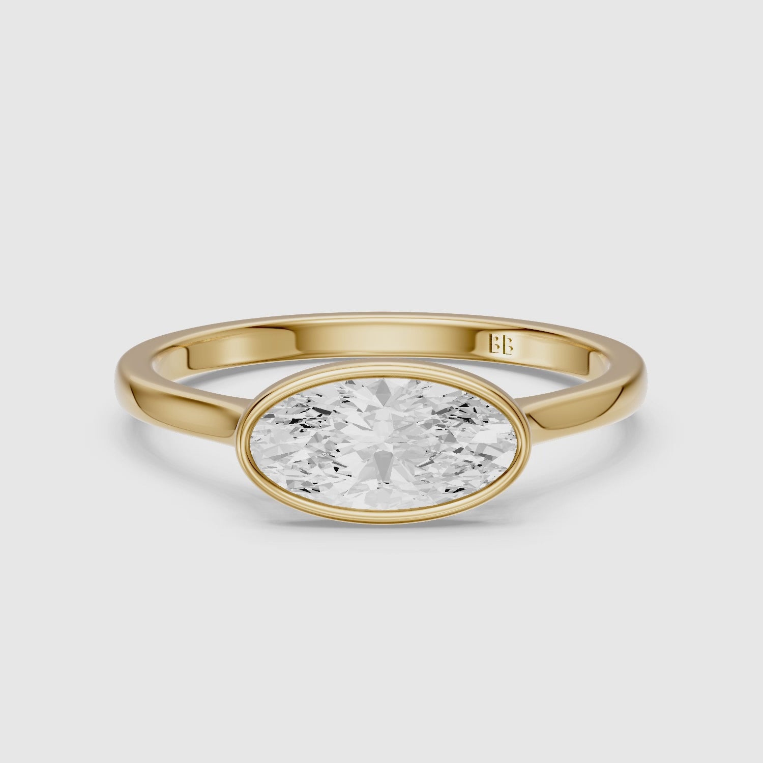 Load video: Madeline East West Moval Bezel Set Lab Grown Diamond Ring