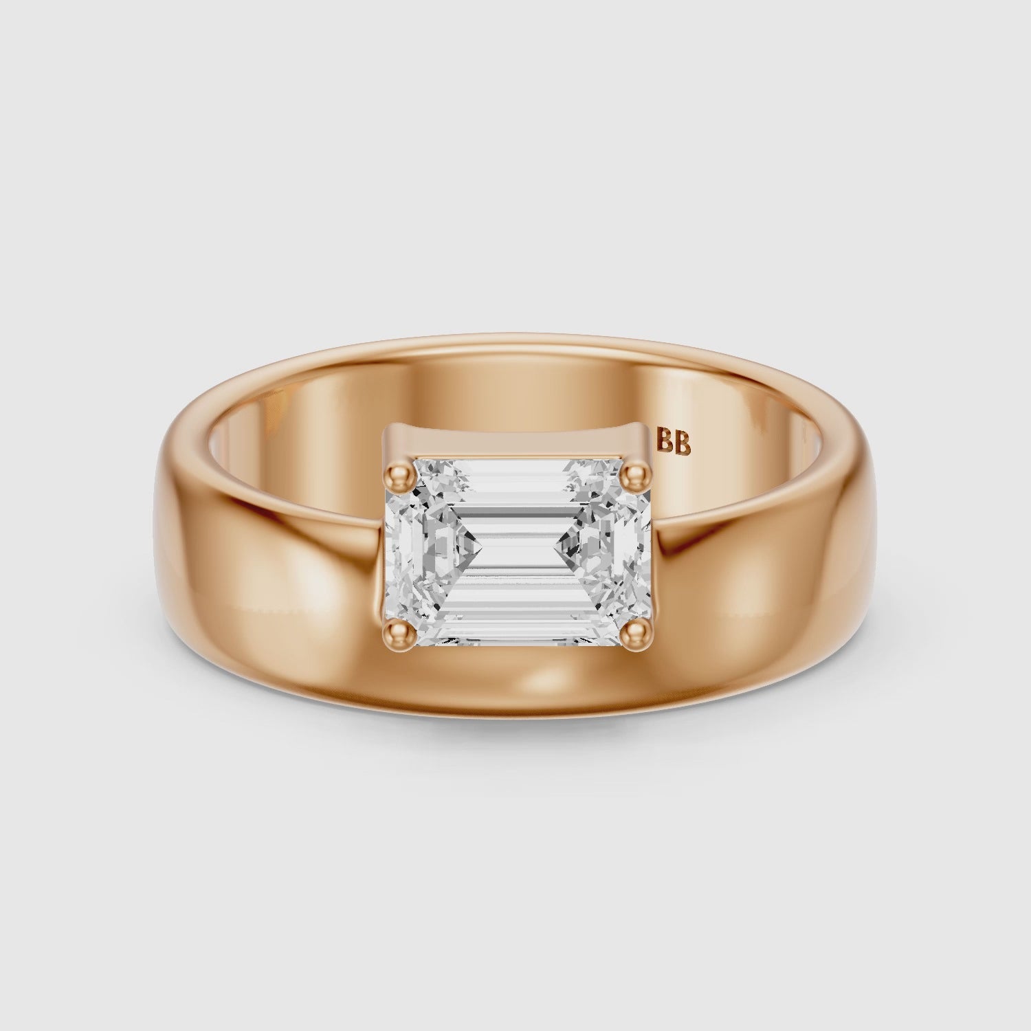 Load video: Zofia Asscher Cut Lab Diamond Solitaire Prong Set Cigar Band