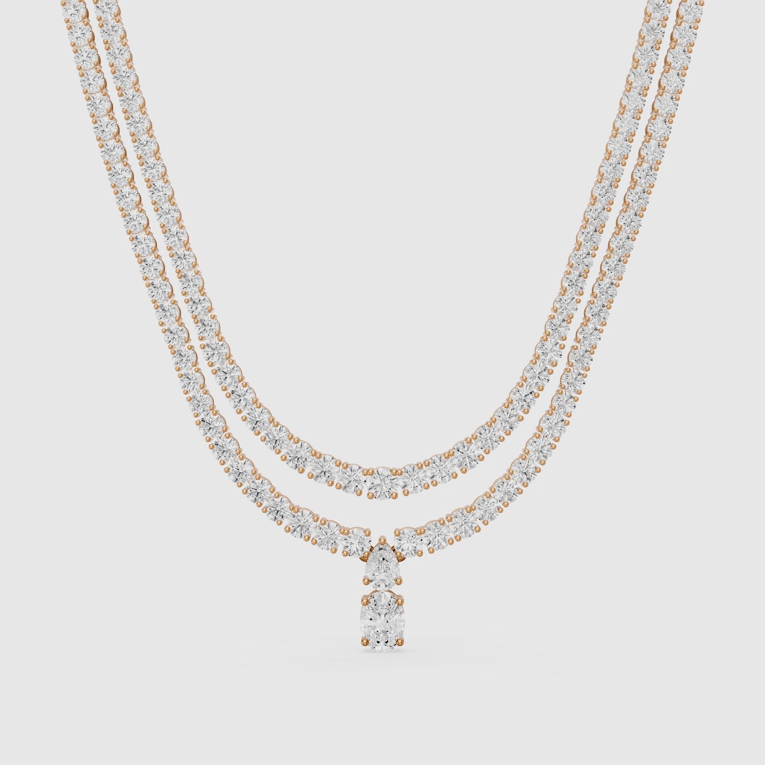 Load video: Adeline Double Row Lab Grown Diamond Drop Tennis Necklace