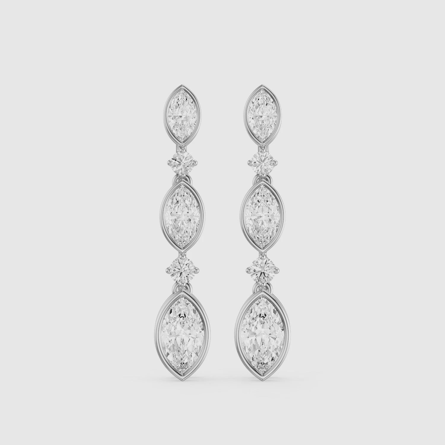 Load video: Imogen Marquise and Round Lab Grown Diamond Drop Earrings