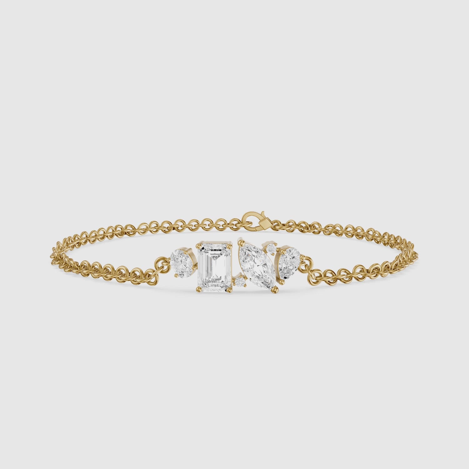 Load video: Cathal Fancy Shape Lab Grown Diamond Chain Bracelet