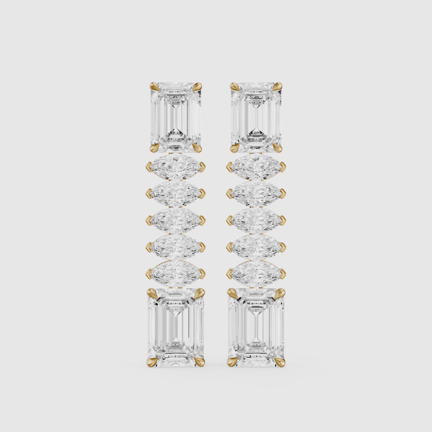 Load video: Harriet Emerald Cut and Marquise Lab Grown Diamond Linked Drop Earrings