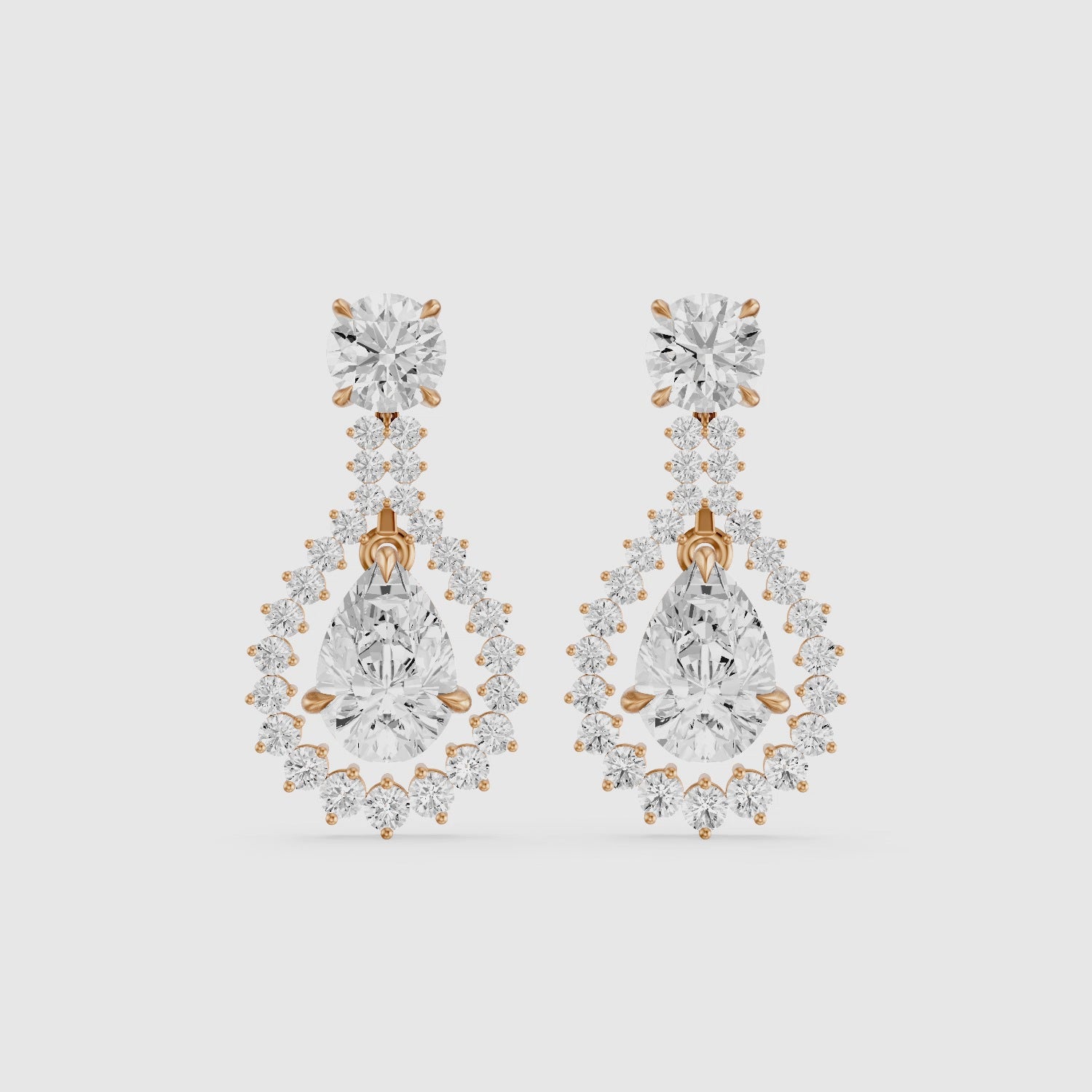 Load video: Wendy Pear and Round Lab Grown Diamond Halo Drop Earrings