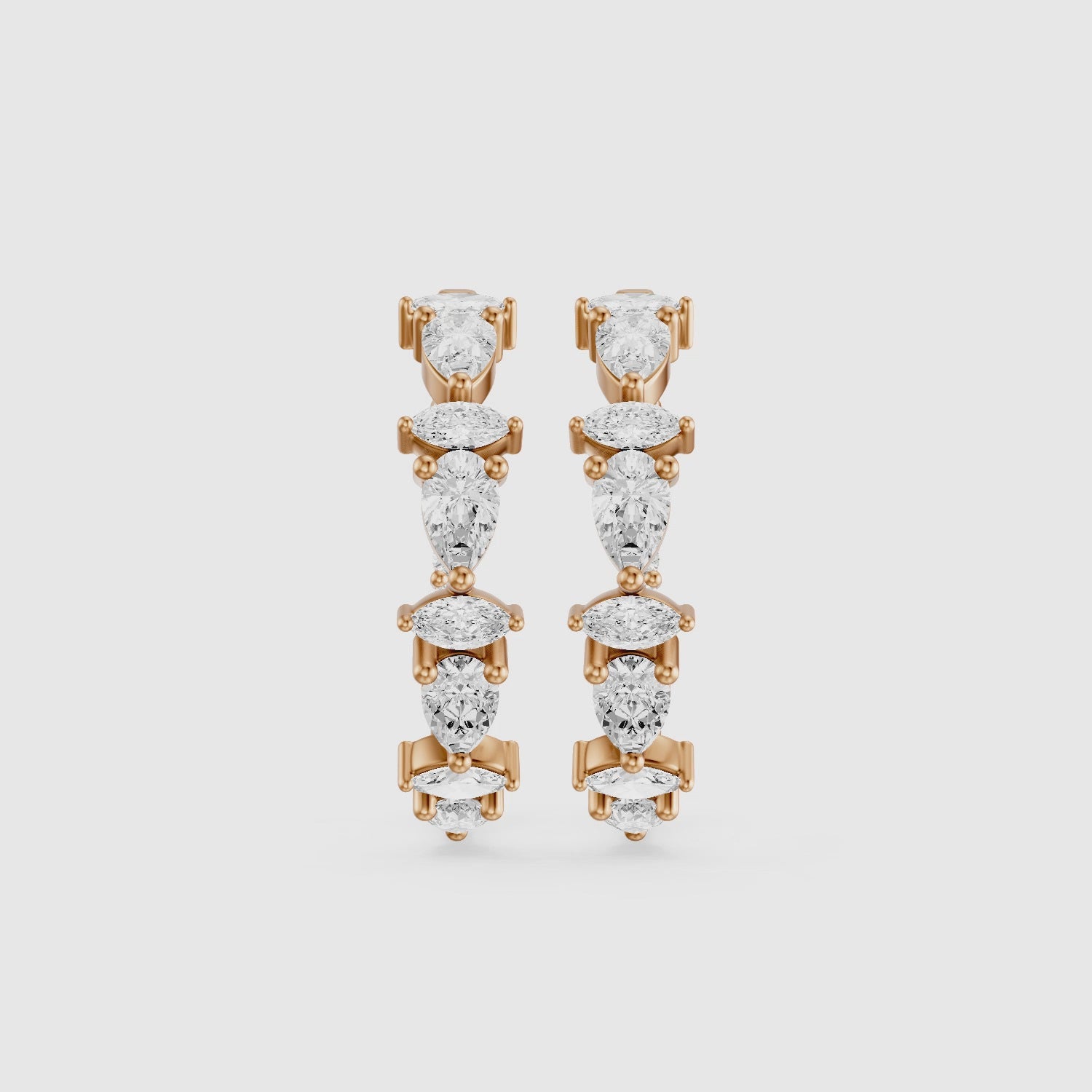 Load video: Erin Marquise, Pear and Round Cut Lab Grown Diamond Inside Out Hoop Earrings