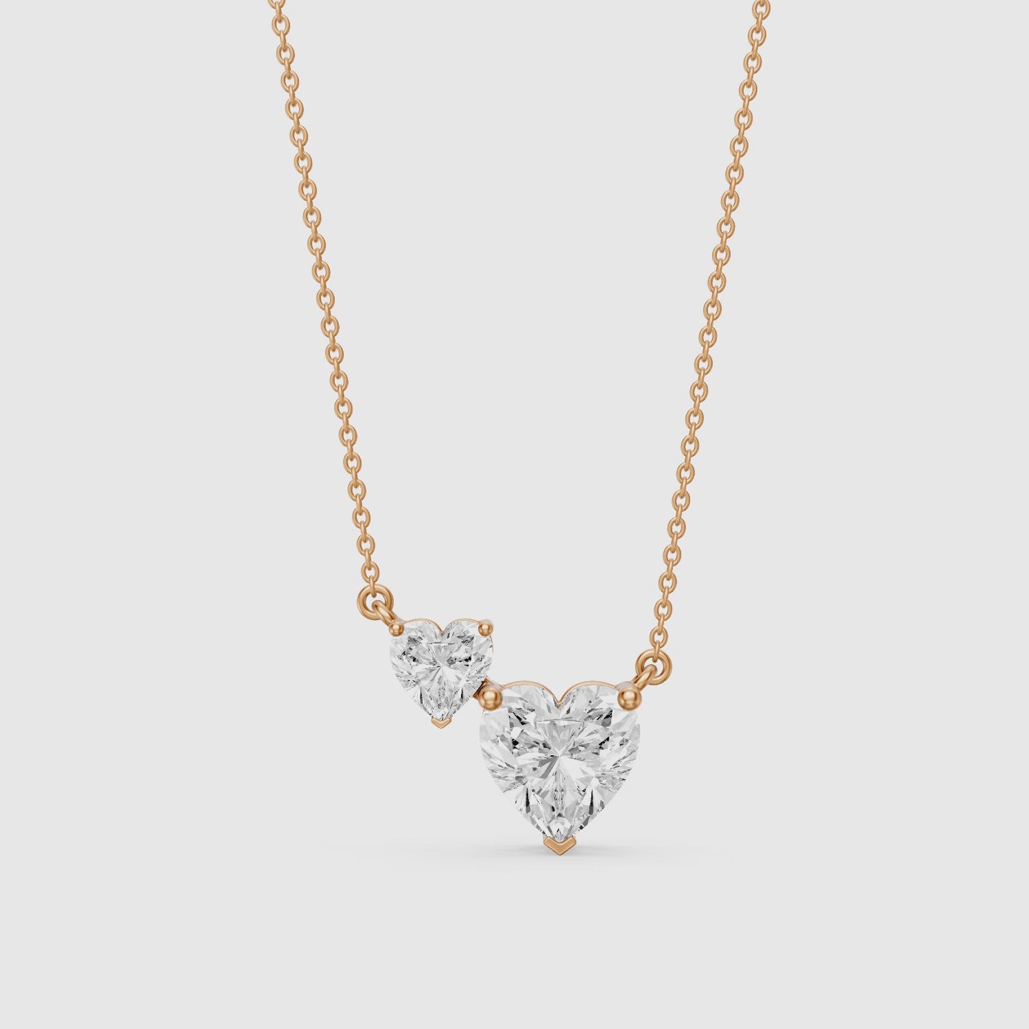 Load video: Brigitte Heart Shape Lab Grown Diamond Duo Necklace