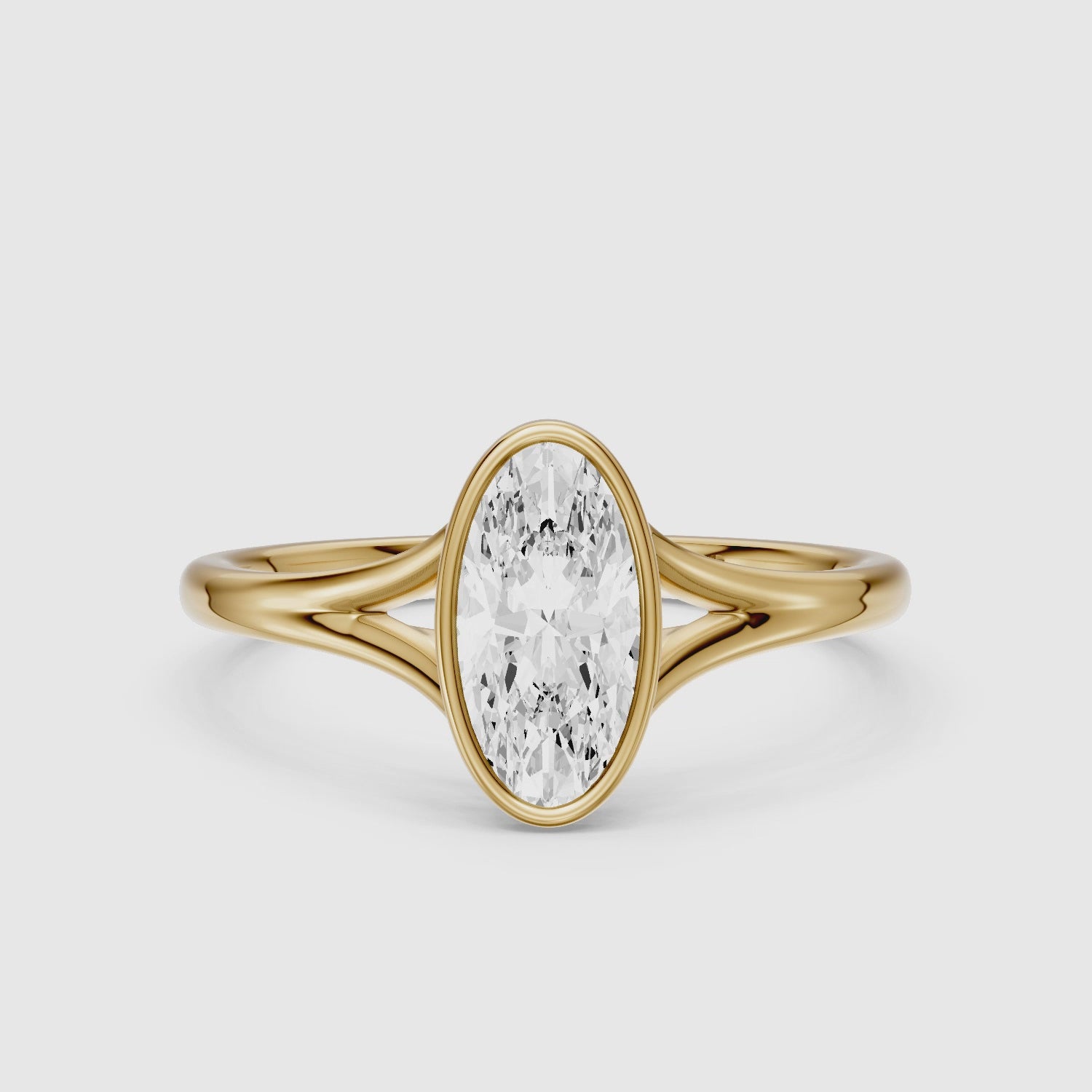 Load video: Freja Moval Moissanite Diamond Bezel Set Ring with Split Shank
