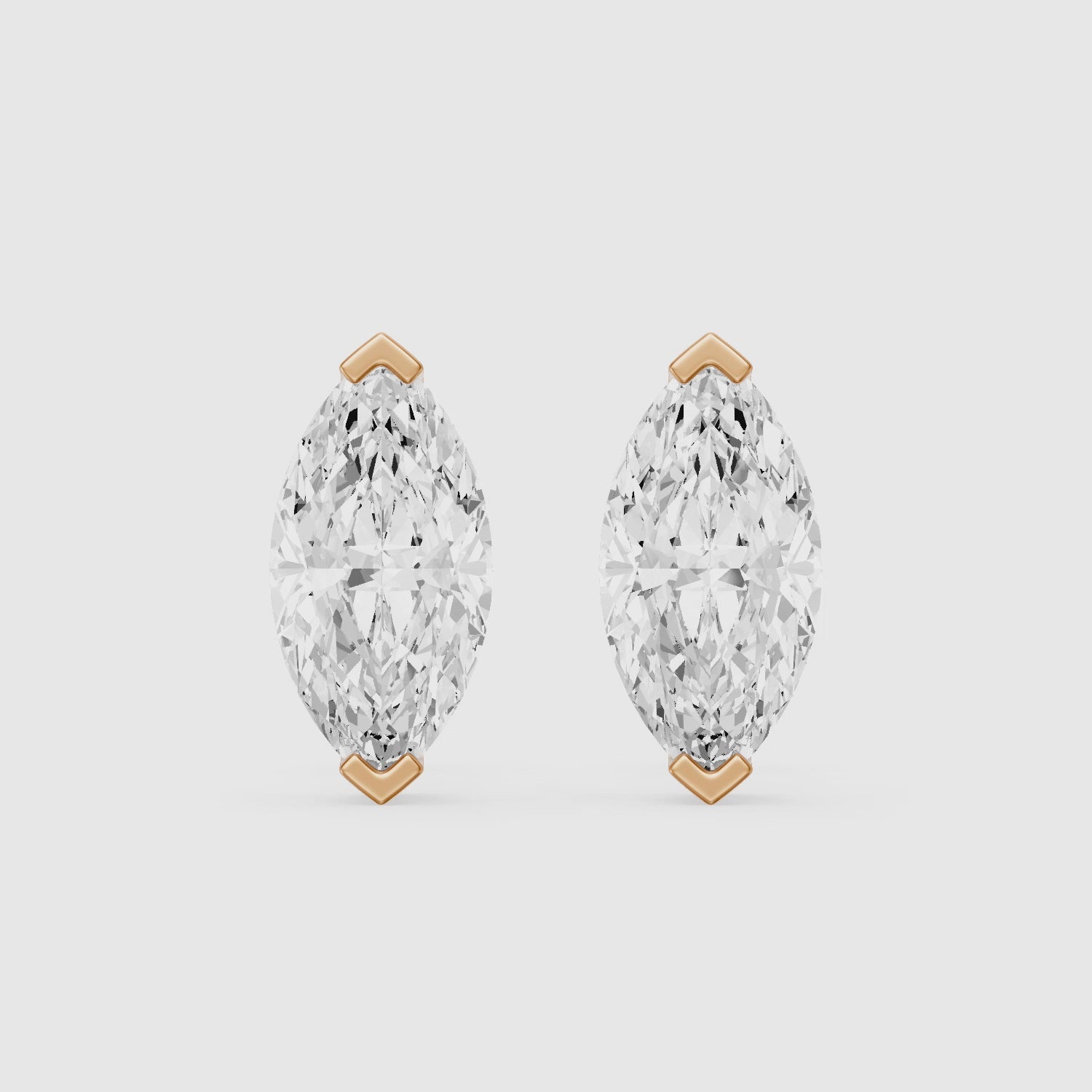 Load video: Eleanora Marquise Cut Lab Diamond North South Solitaire Stud Earrings