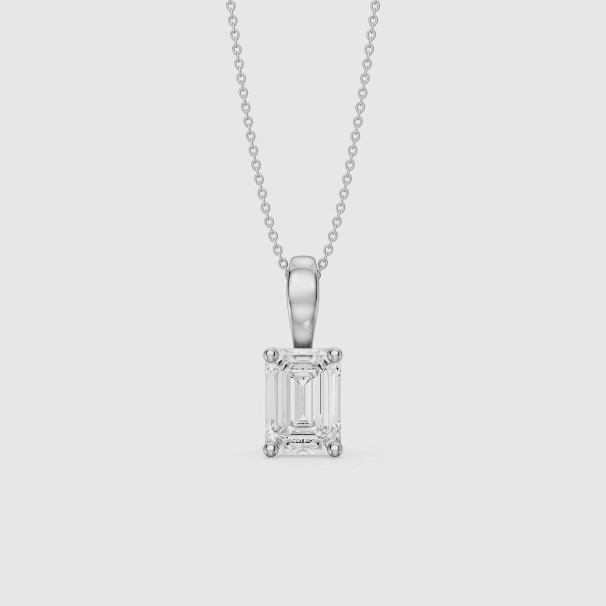 Load video: Malin Emerald Cut Lab Grown Diamond Solitaire Pendant
