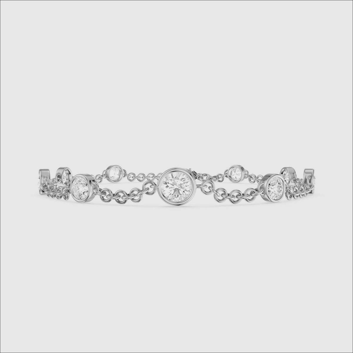 Load video: Janine Round Bezel Lab Grown Diamond Station Bracelet