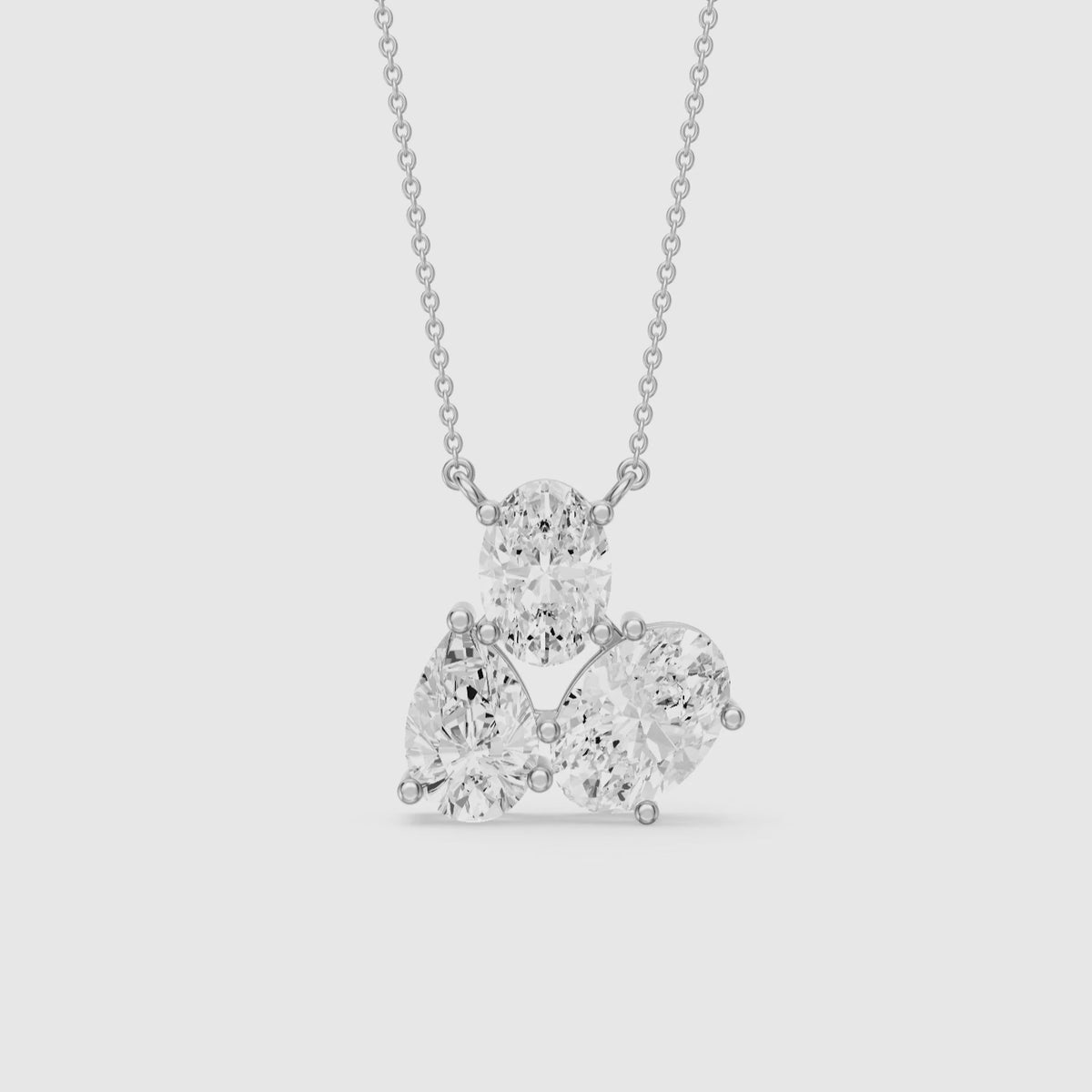 Load video: Fatima Oval and Pear Lab Grown Diamond Cluster Pendant
