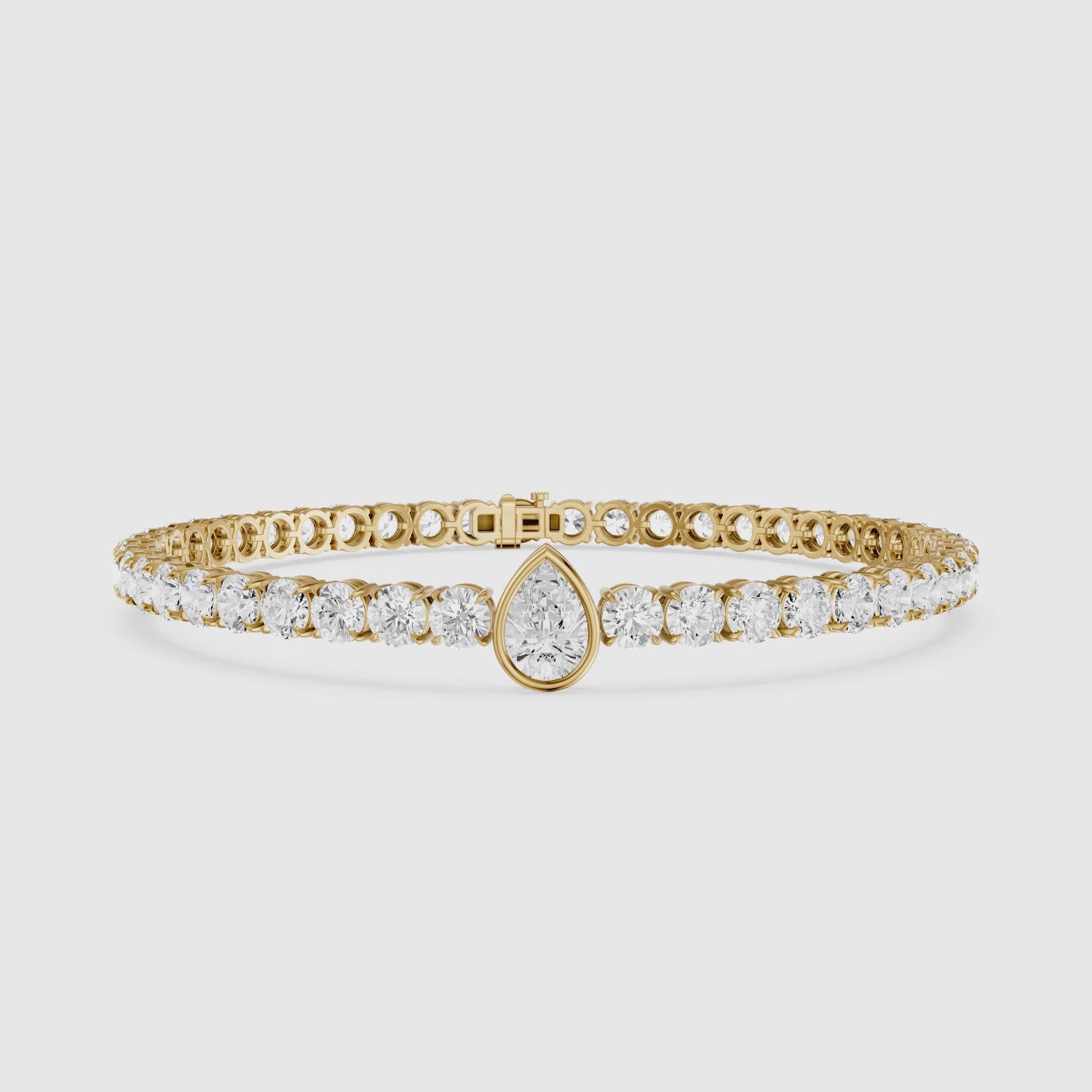 Load video: Ramona Pear Shape Lab Grown Diamond Single Station Tennis Bracelet