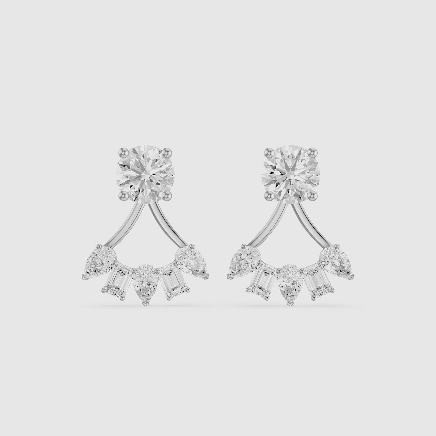 Load video: Collins Pear and Emerald Cut Lab Diamond Ear Jacket Cuff Earrings