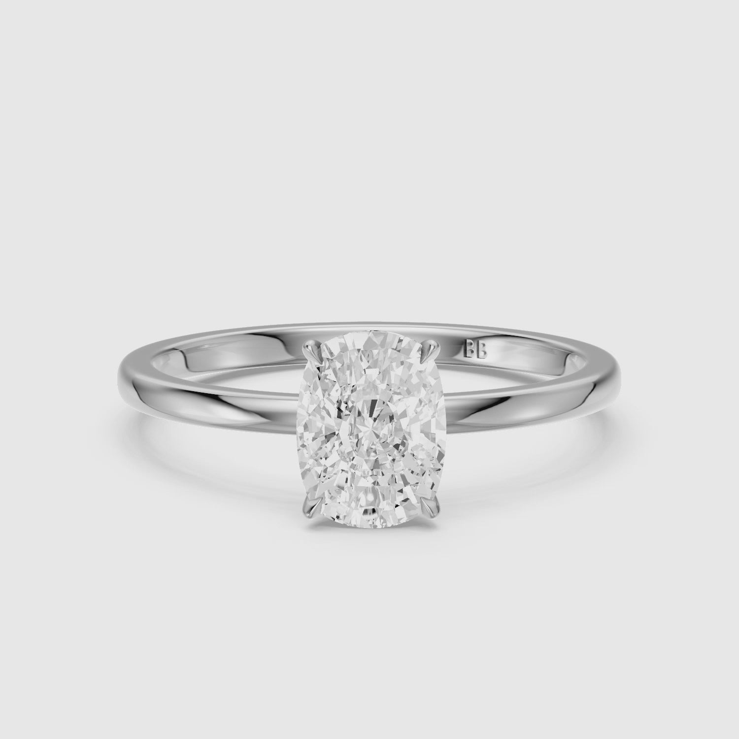 Load video: Shanis Elongated Cushion Cut Low Profile Solitaire Moissanite Diamond Ring