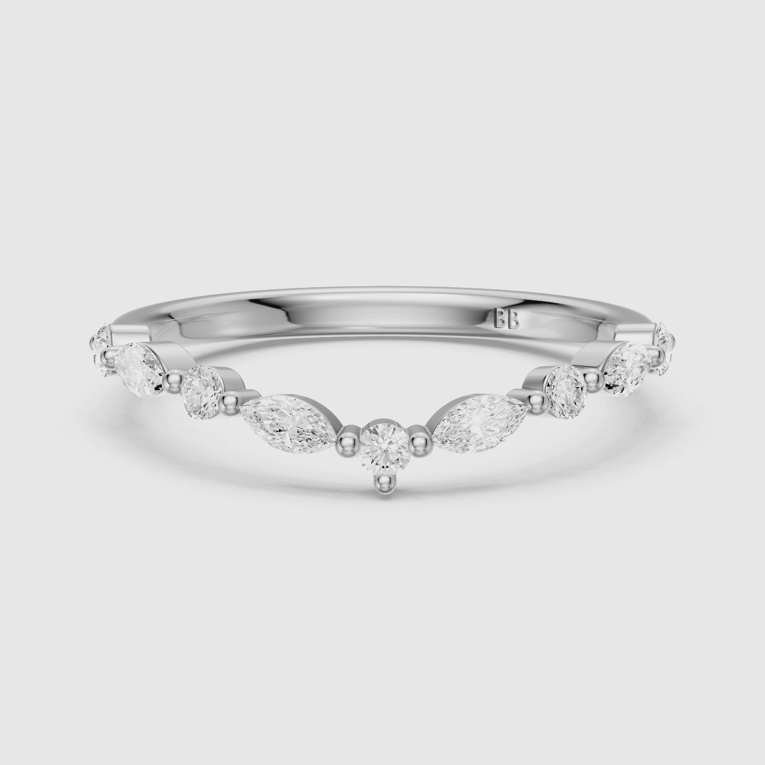 Load video: Sloane Chevron Marquise and Round Lab Diamond Wedding Band
