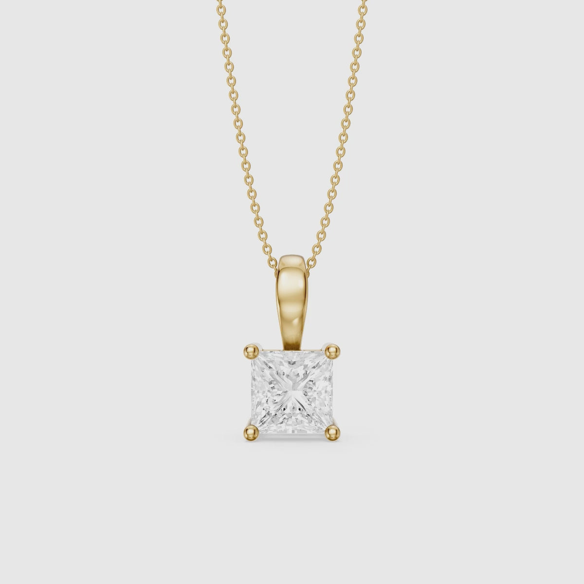 Load video: Nicole Princess Cut Solitaire Lab Grown Diamond Pendant