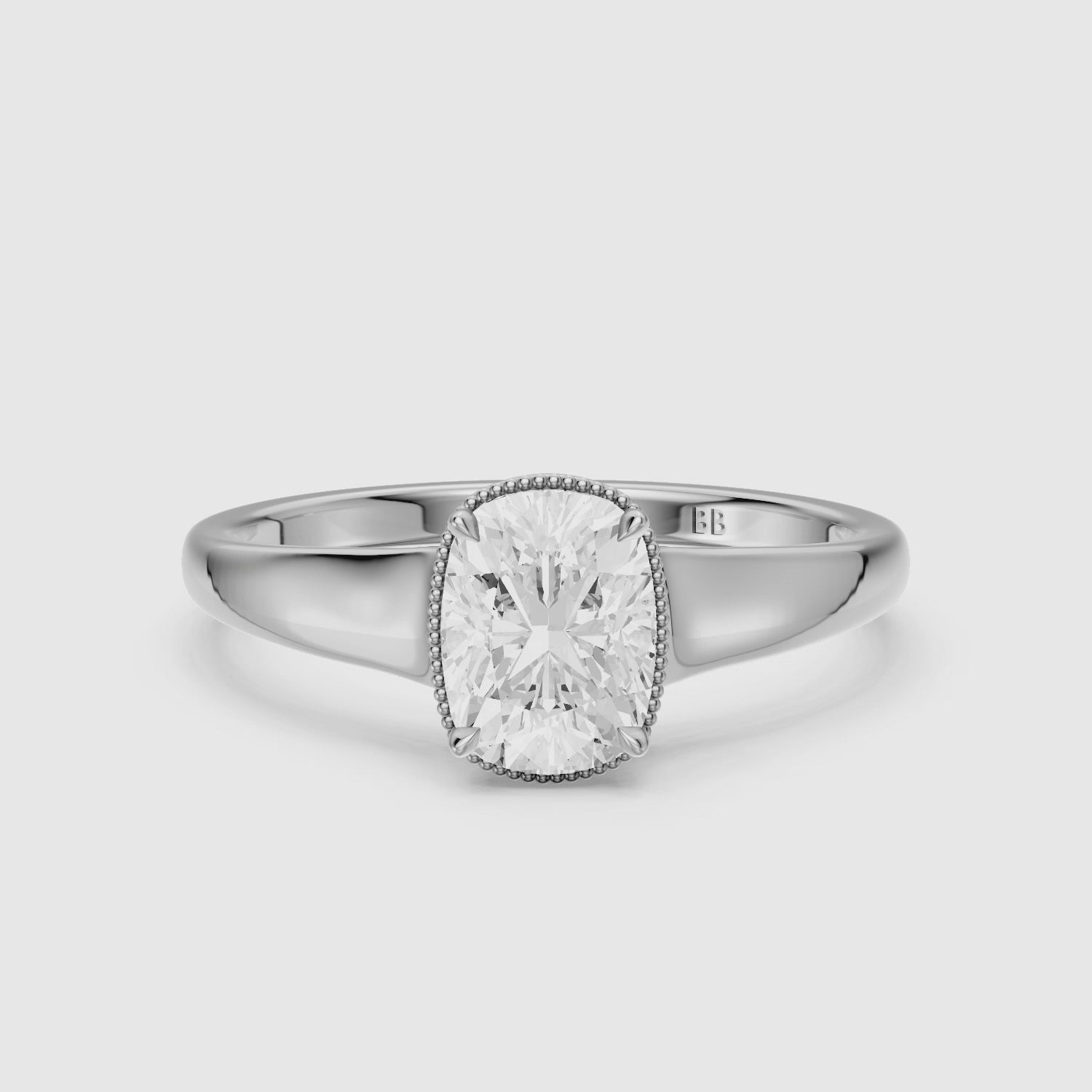 Load video: Alaina Elongated Cushion Lab Grown Diamond Ring with Tulip Setting and Hidden Accent