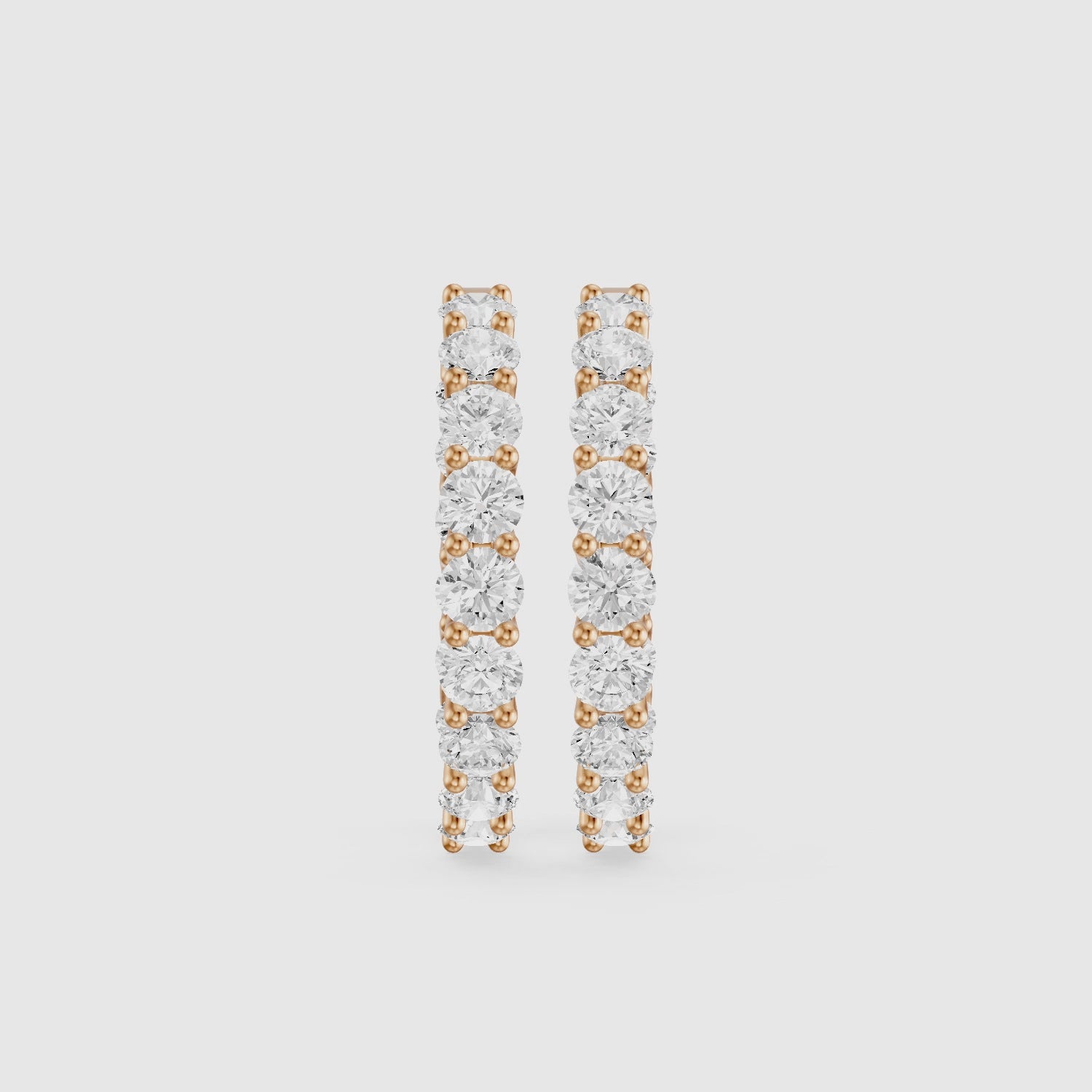 Load video: Maia Round Lab Grown Diamond Eternity U-Prong Hoop Earrings