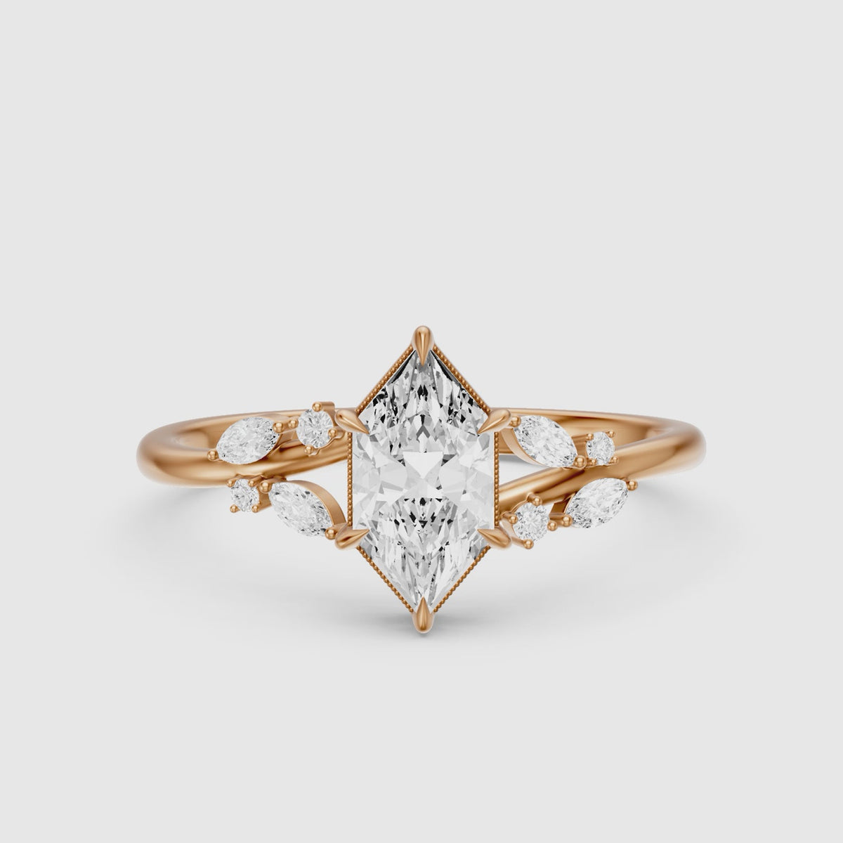 Load video: Damaris Dutch Marquise Lab Grown Diamond Cluster Side Stones Ring