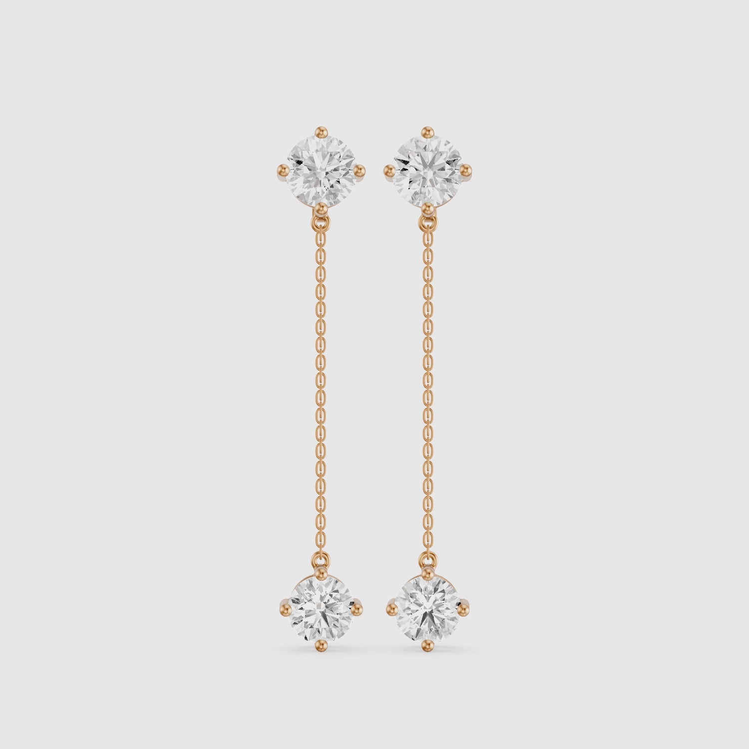 Load video: Zia Round Lab Grown Diamond Chain Dangle Earrings