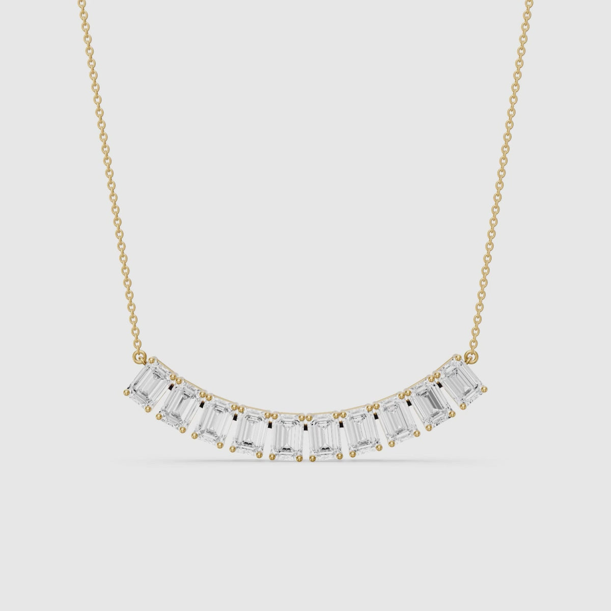 Load video: Elaine Emerald Cut Lab Grown Diamond Bar Necklace