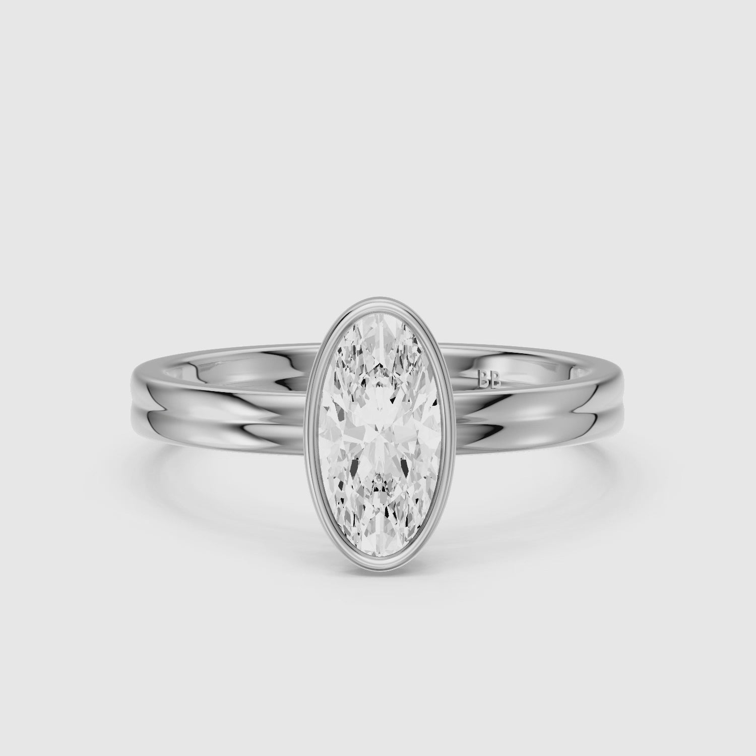 Load video: Vivienne Moval Bezel Set Lab Grown Diamond Solitaire Ring