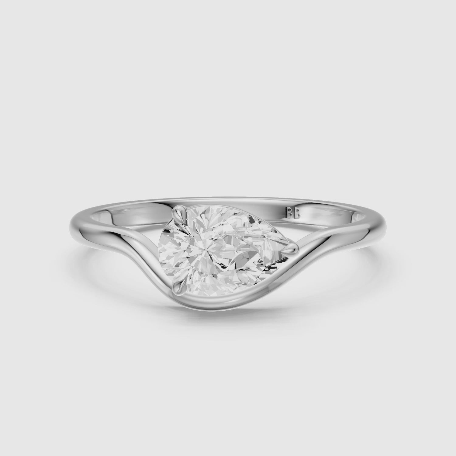 Load video: Kamila Pear Cut East West Lab Grown Diamond Ring