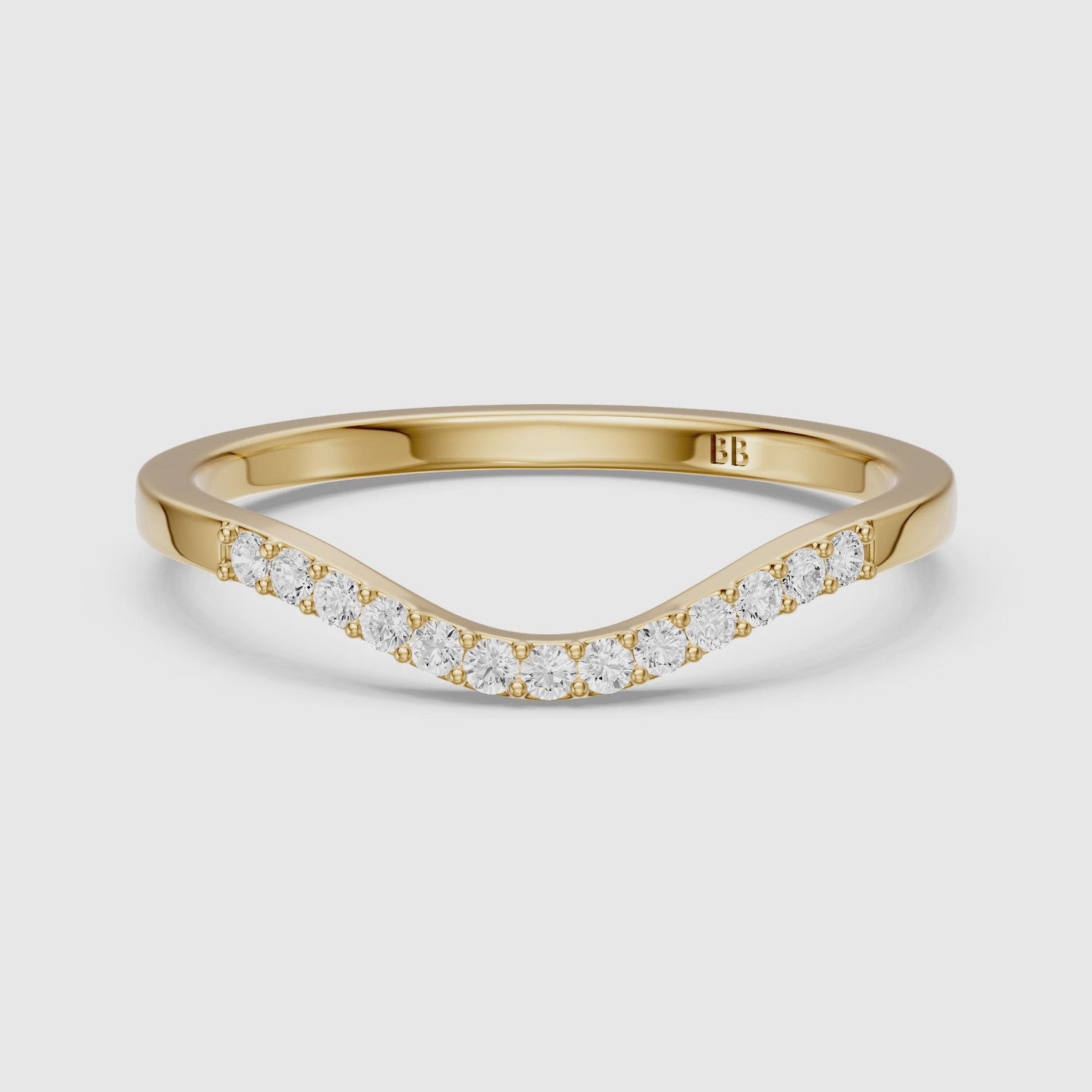 Load video: Amara Curved Round Lab Grown Diamond Stackable Band
