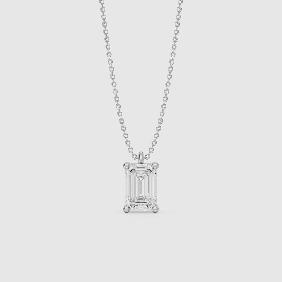 Load video: Paige Emerald Shape Lab Grown Diamond Solitaire Pendant