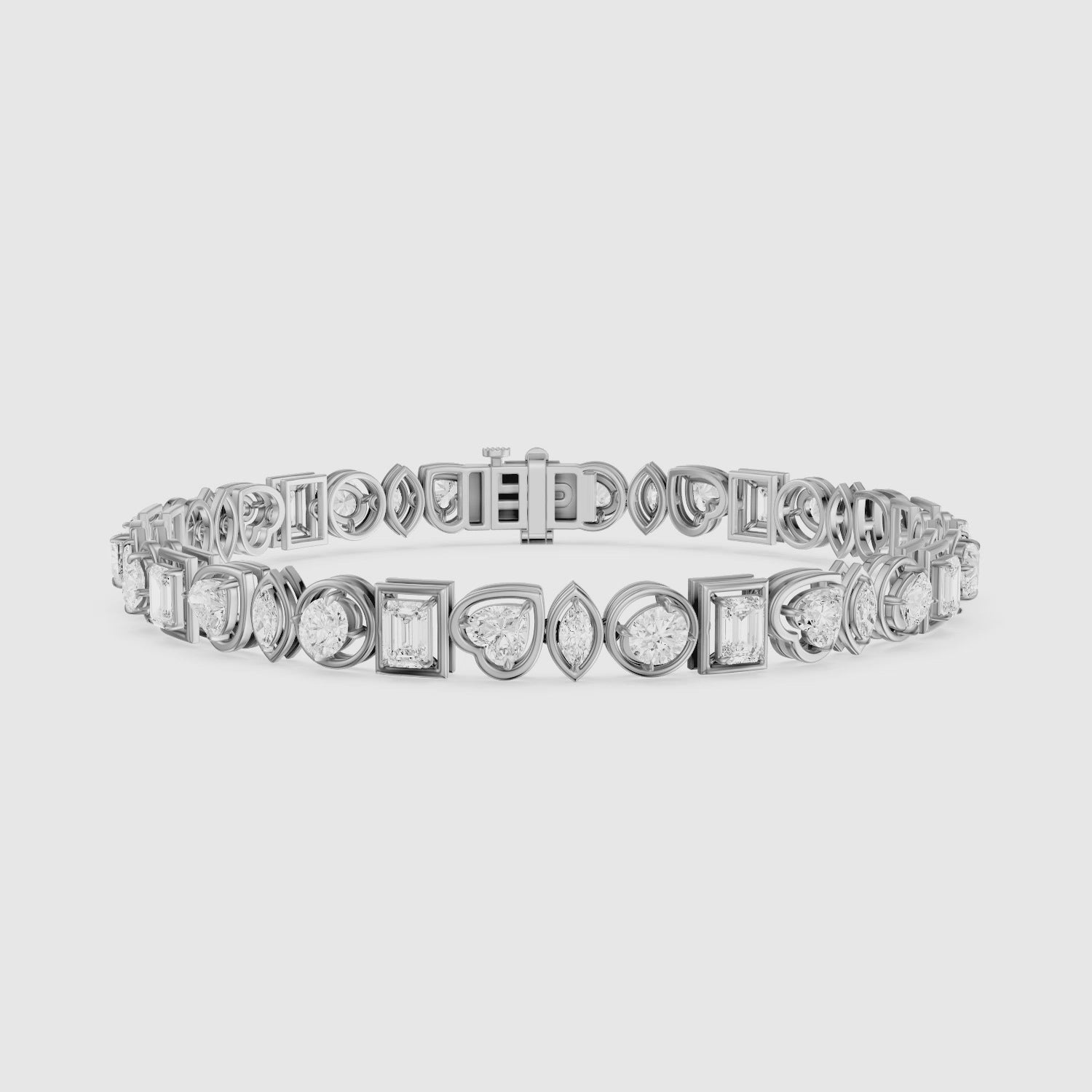 Load video: Deasia Oval, Emerald Cut, Heart and Marquise Lab Grown Diamond Tennis Bracelet