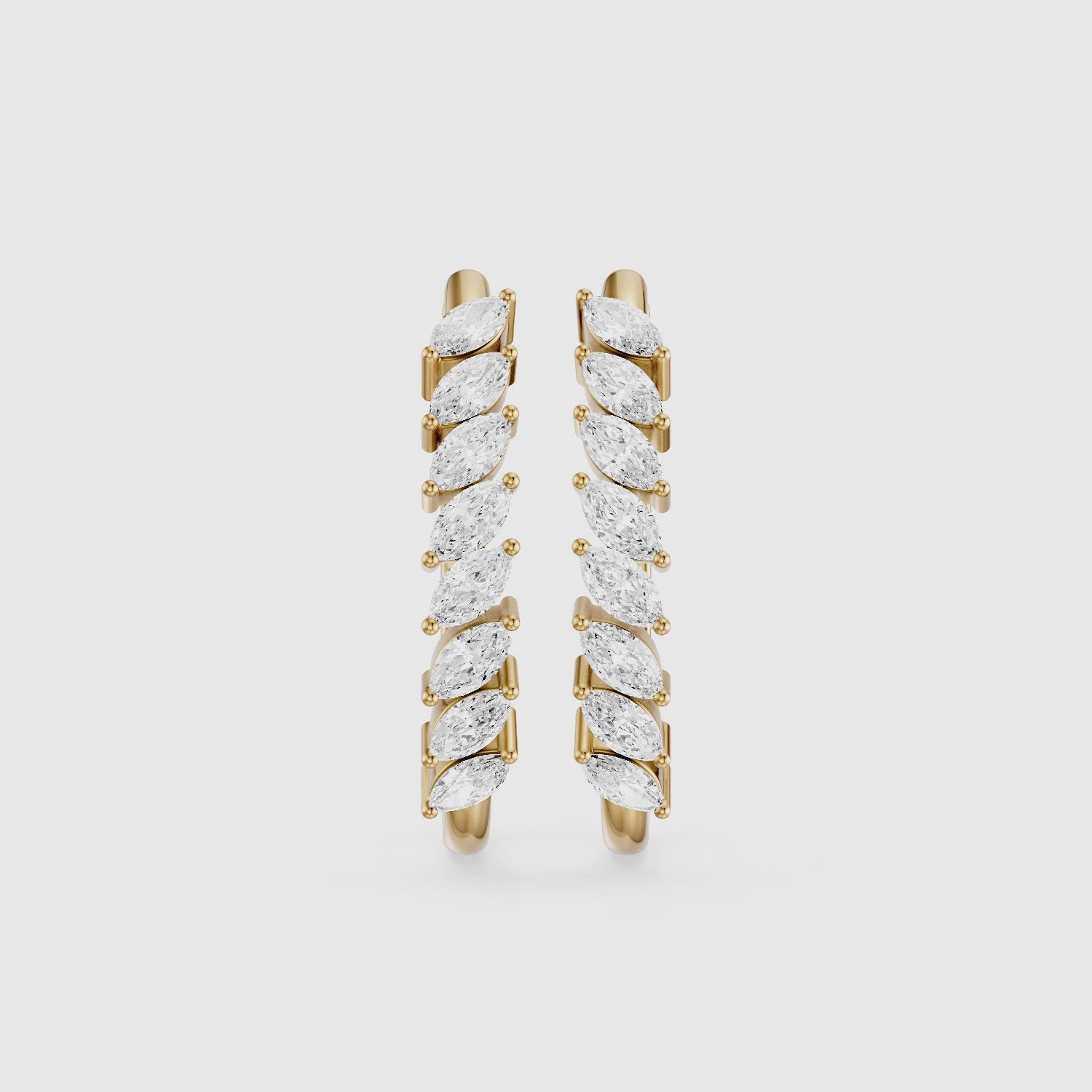Load video: Luca Marquise Cut Lab Grown Diamond Vine Hoop Earrings