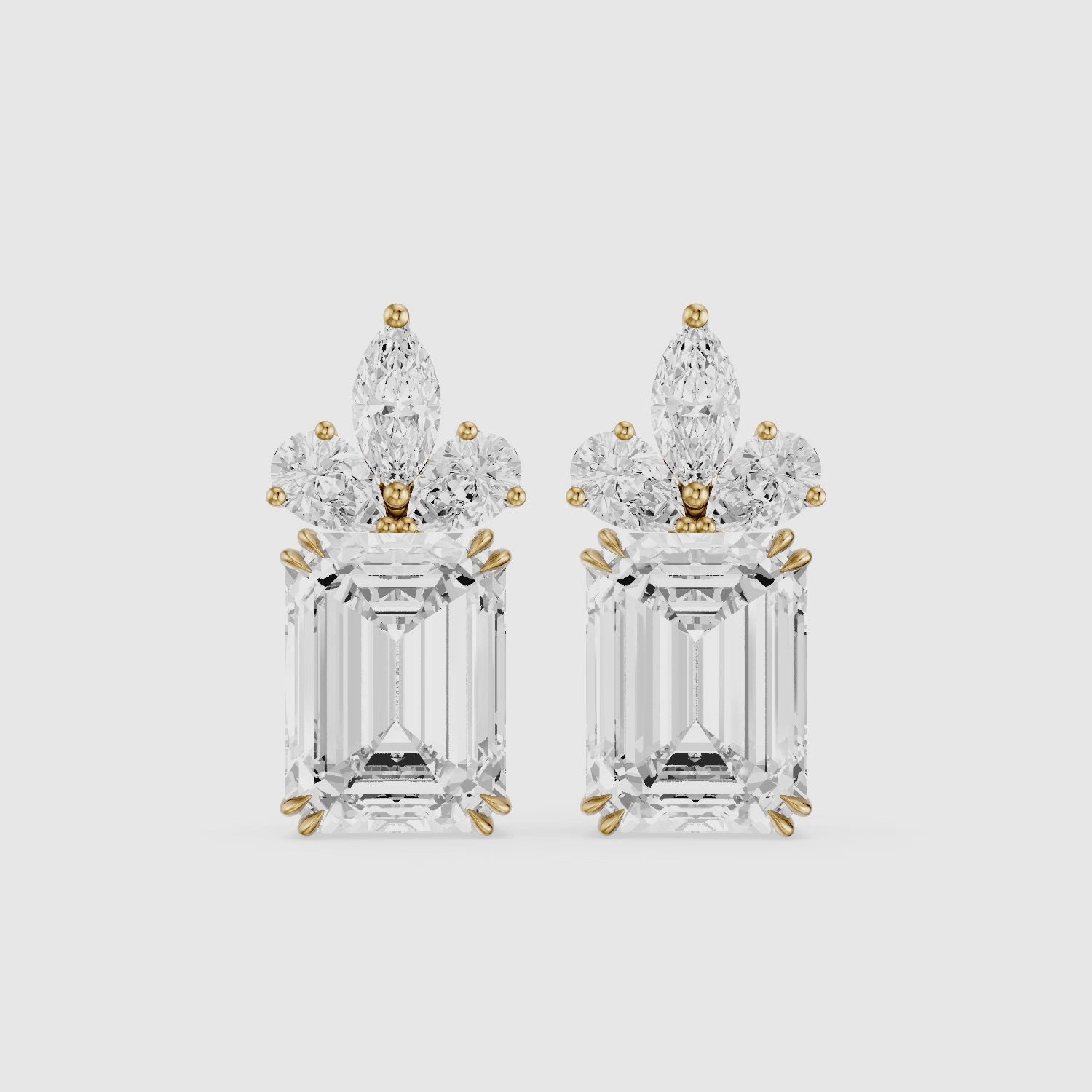 Load video: Fern Emerald Cut, Marquise and Pear Lab Grown Diamond Drop Earrings