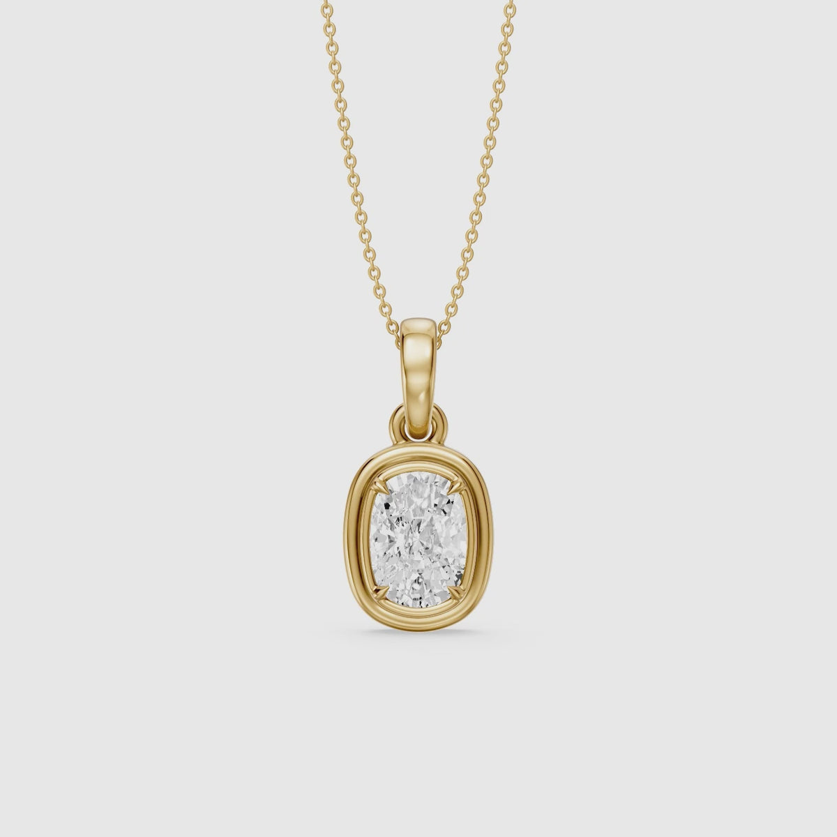 Load video: Blake Elongated Cushion Double Bezel Lab Grown Diamond Pendant