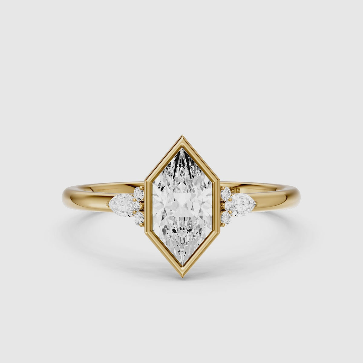 Load video: Carolina Low Profile Dutch Marquise Lab Grown Diamond Bezel Side Stones Ring