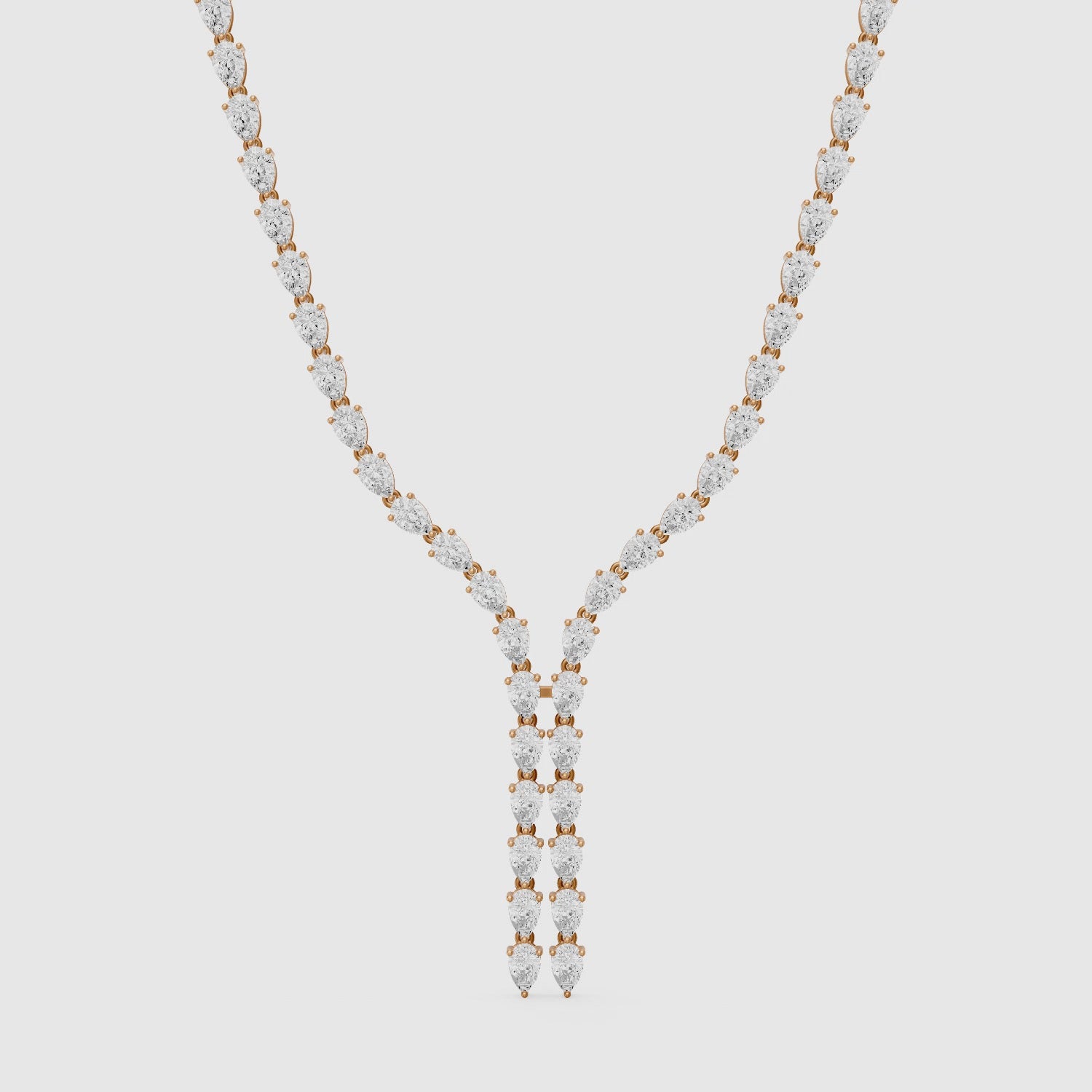 Load video: Aniyah Pear Lab Grown Diamond Split Tennis Necklace