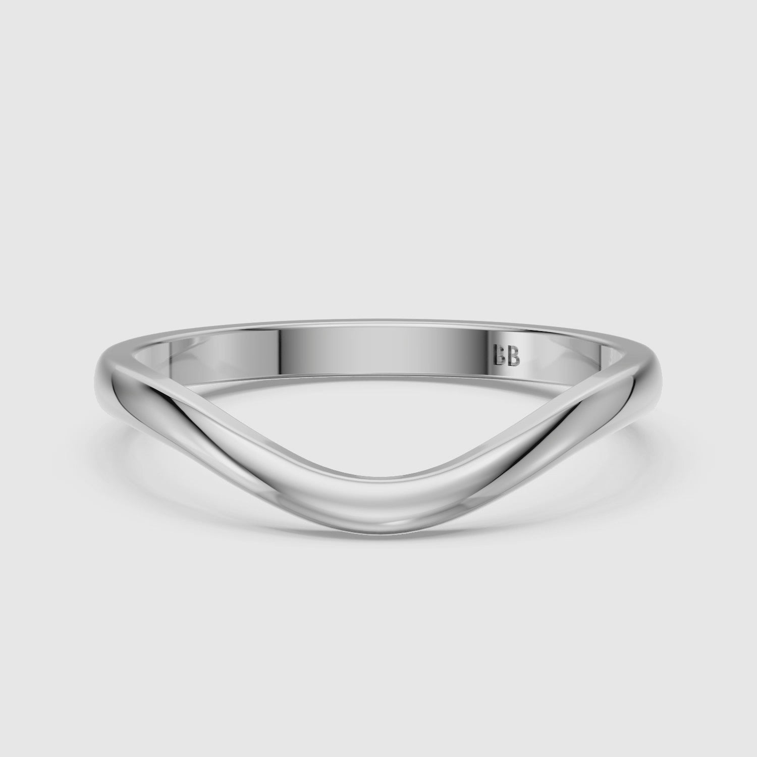 Load video: Jovie Curved Plain Wedding Band
