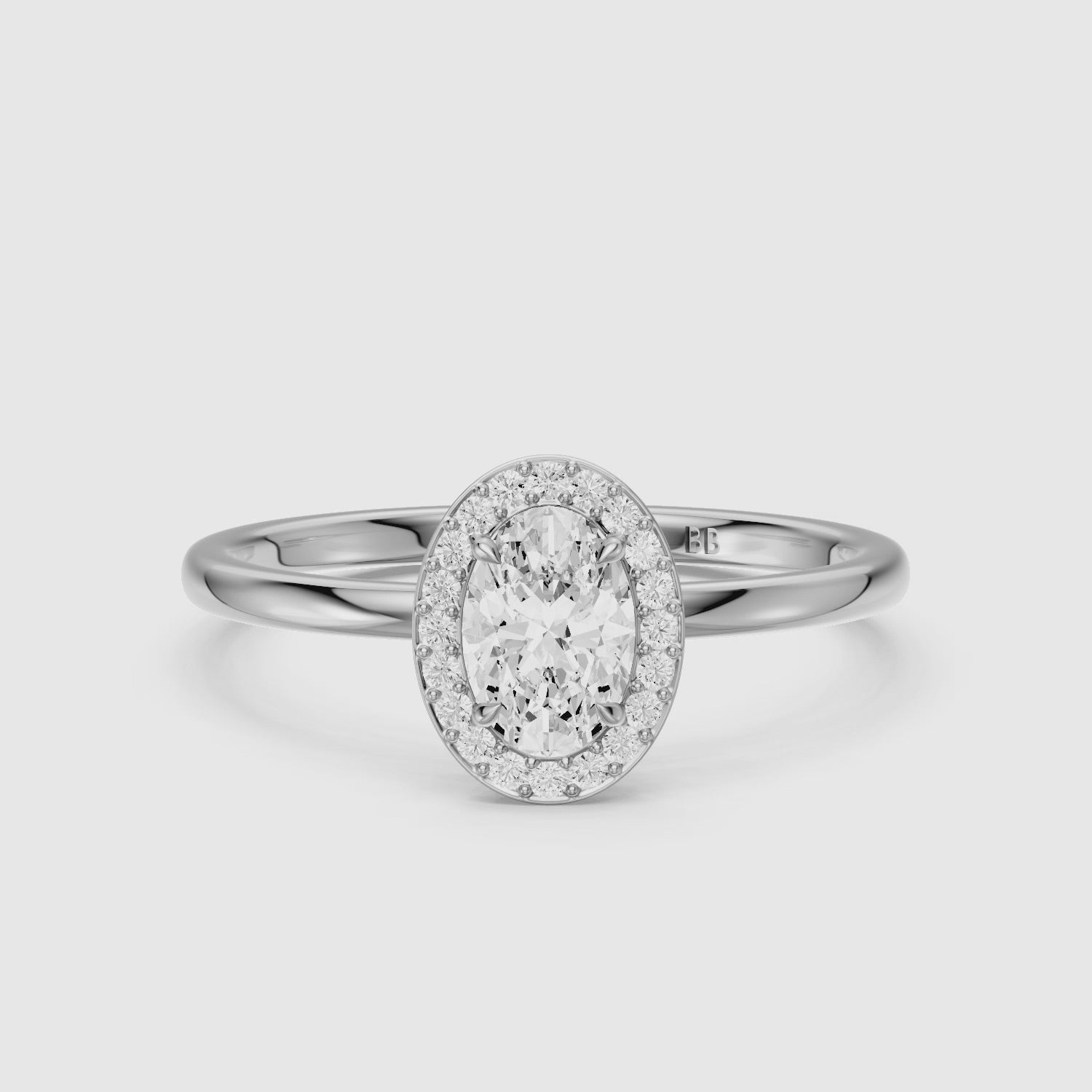 Load video: Mariah Oval Cut Halo Lab Grown Diamond Engagement Ring