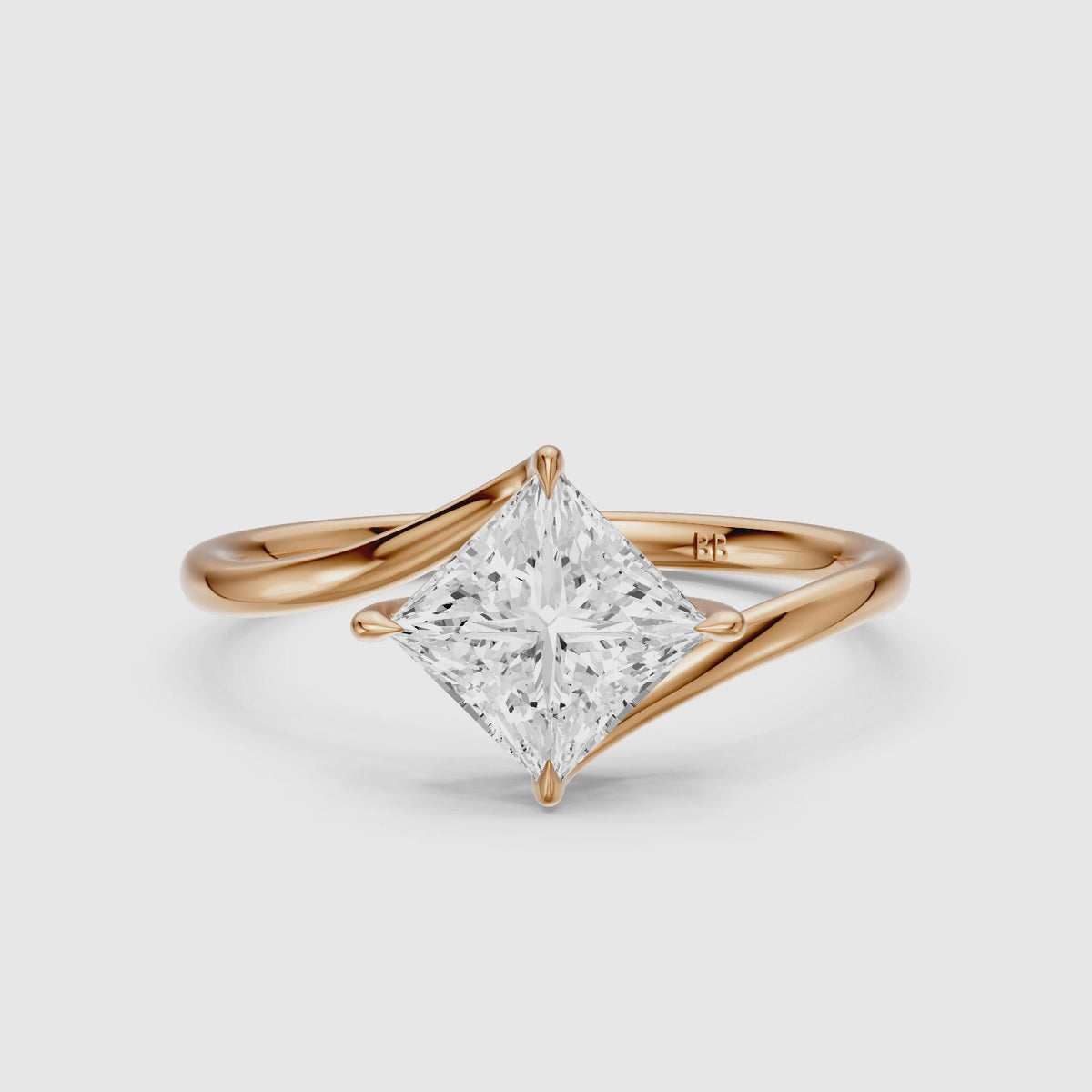 Load video: Tova Princess Cut Solitaire Bypass Lab Grown Diamond Engagement Ring