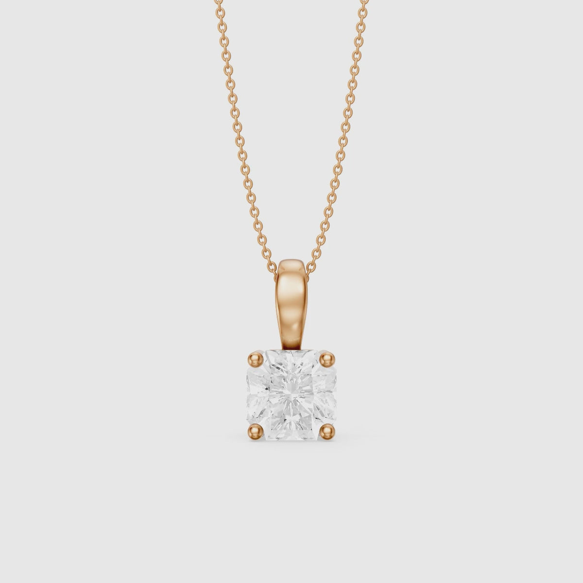 Load video: Christa Square Radiant Cut Lab Grown Diamond Solitaire Pendant