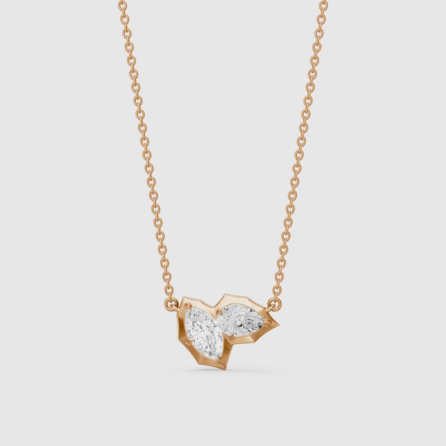 Load video: Ivana Marquise and Pear Lab Grown Diamond Toi et Moi Pendant