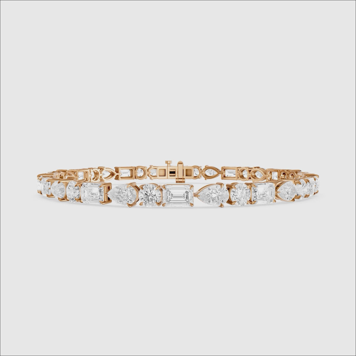 Load video: Kailene Pear, Round and Emerald Cut Lab Grown Diamond Tennis Bracelet